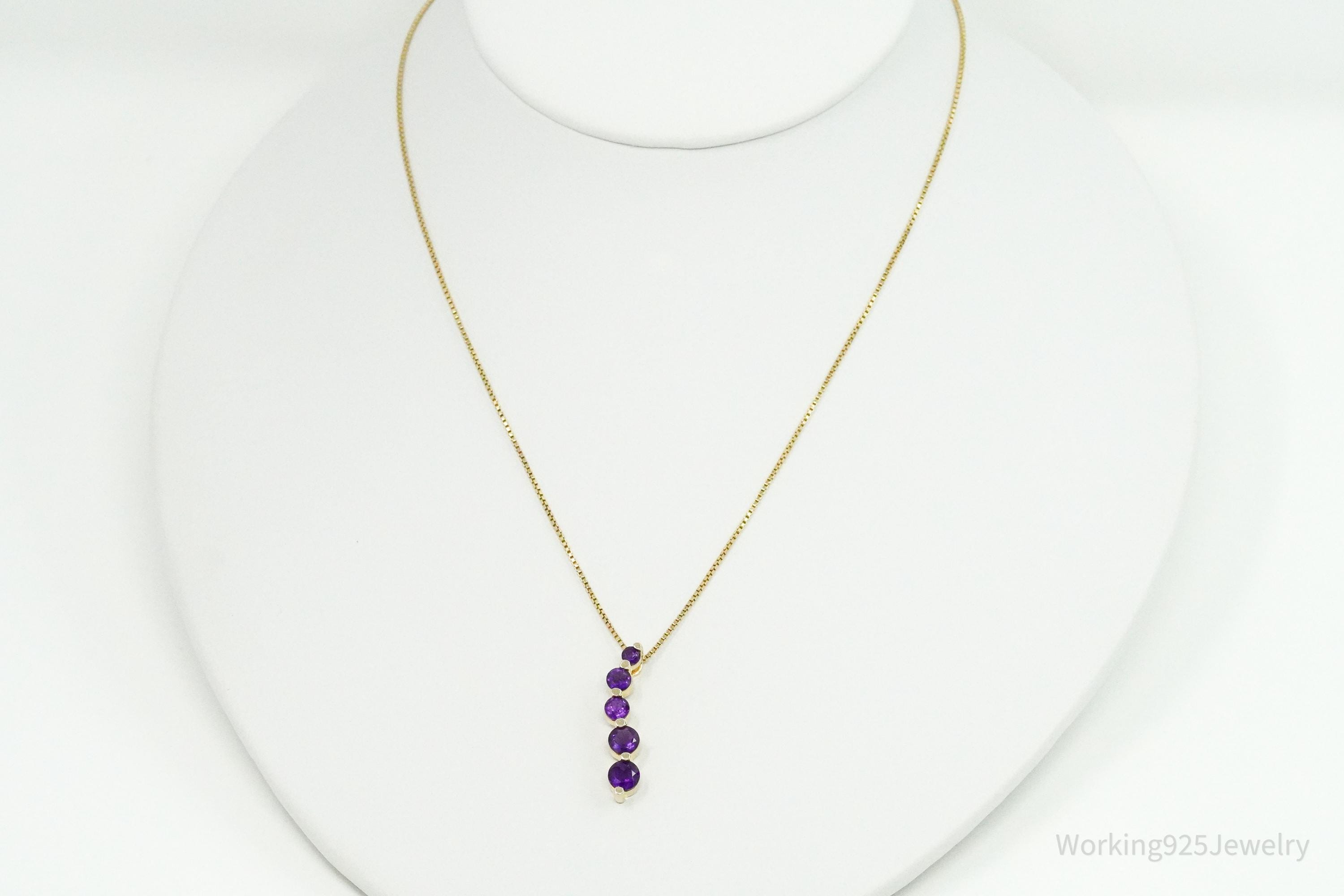 Vintage Ross Simons Amethyst Gold Vermeil Sterling Silver Necklace 18"