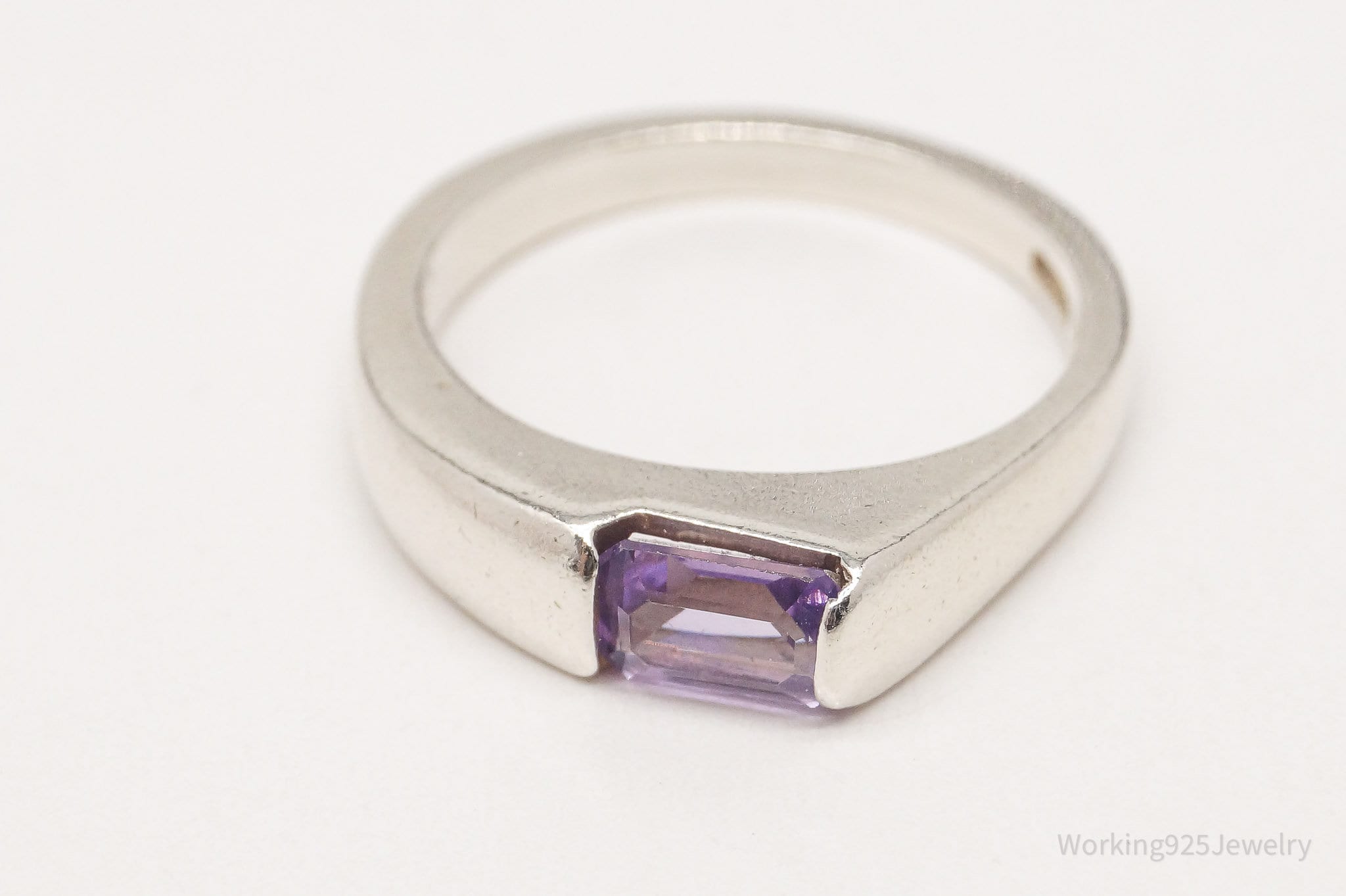 Vintage Amethyst Sterling Silver Ring - Size 6.25