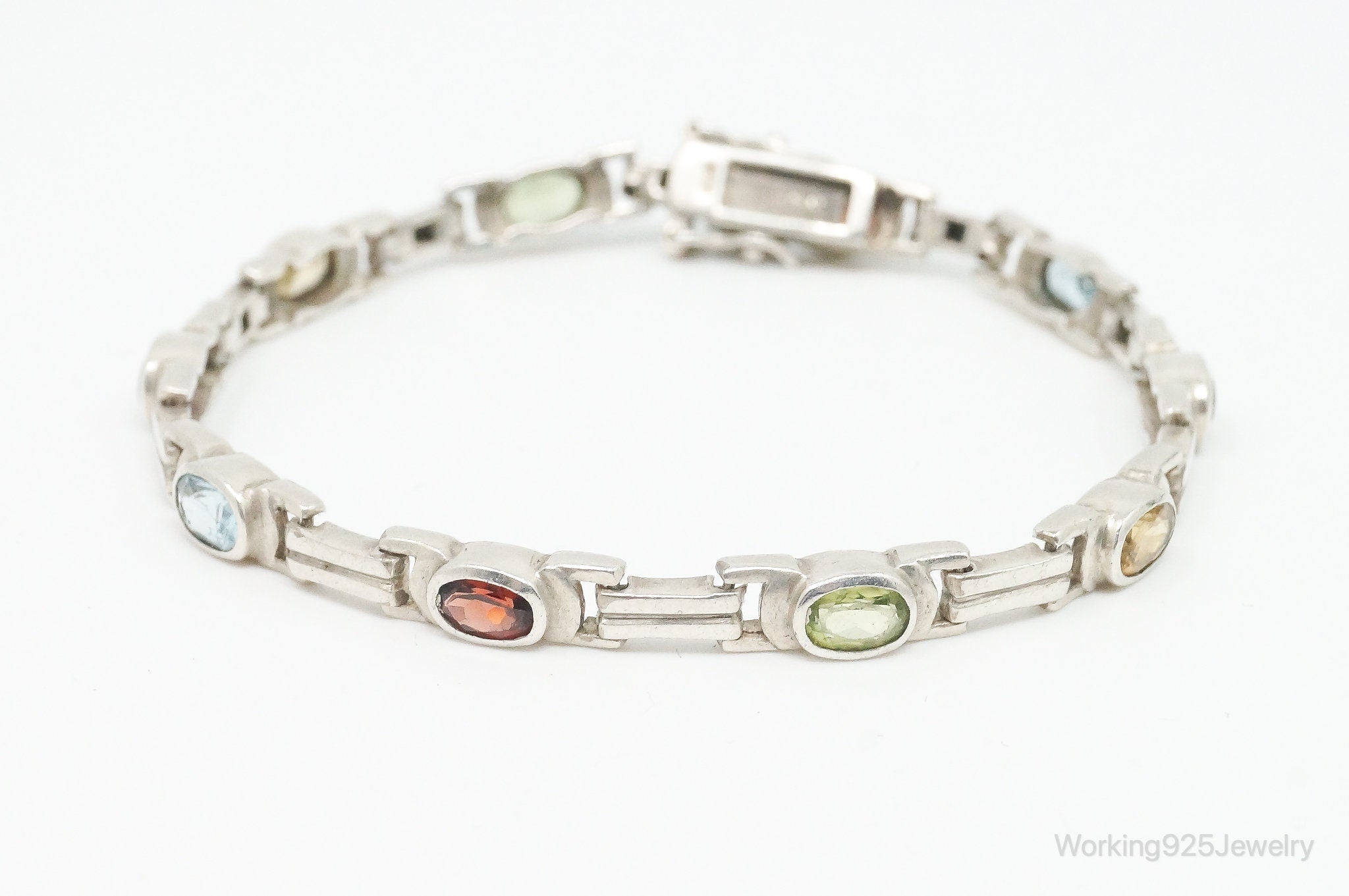 Vintage Multi Gem Sterling Silver Bracelet