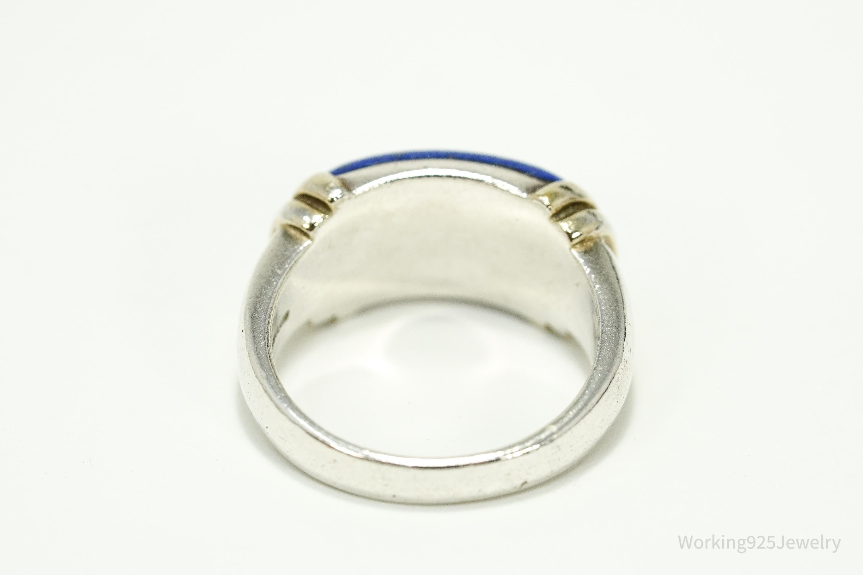 Vintage Lapis Lazuli Gold Vermeil Sterling Silver Ring - Size 5.75