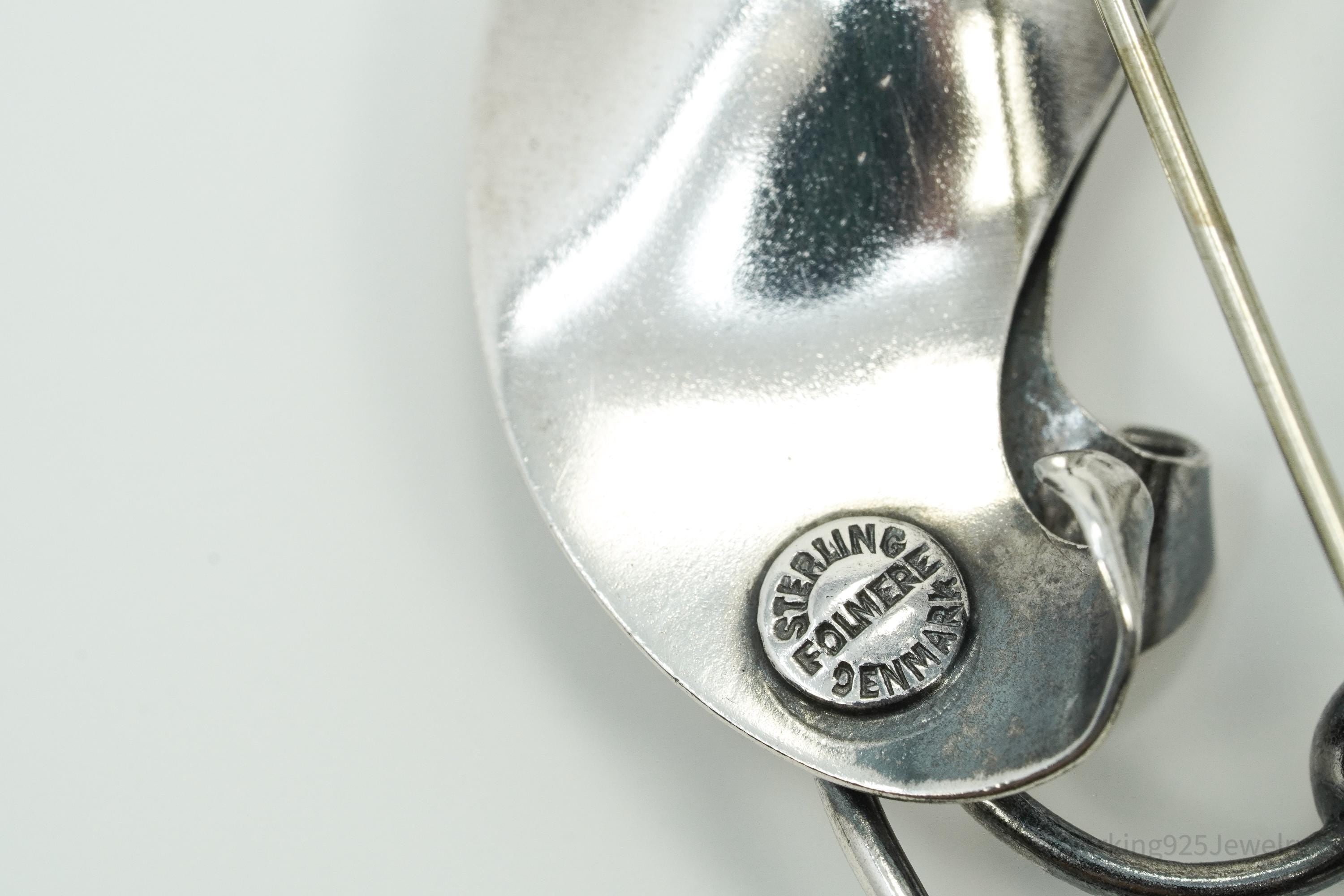 Vintage Denmark Folmere Mid Century Floral Sterling Silver Brooch Pin