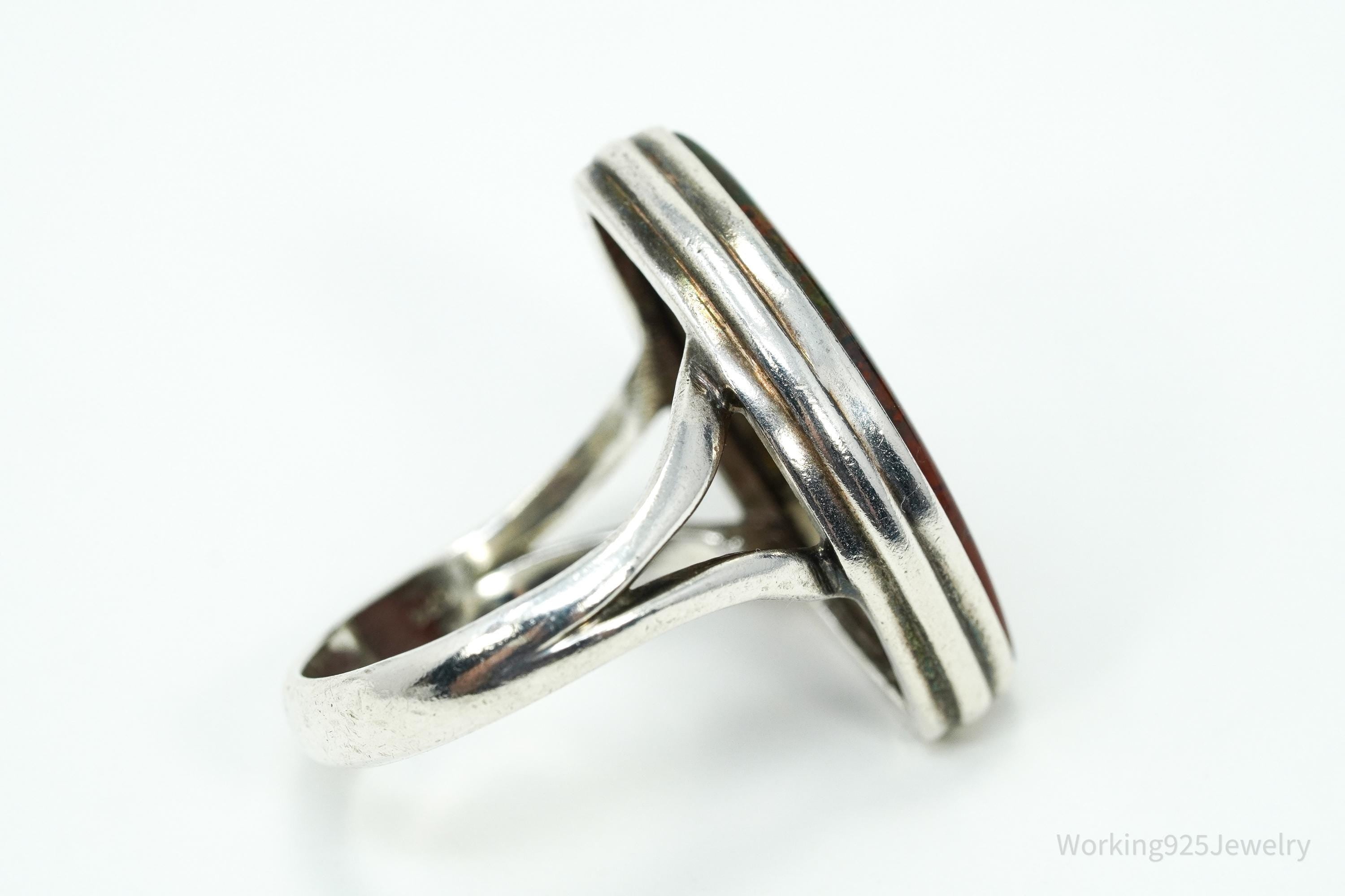 Vintage Agate Sterling Silver Ring - Size 9.75