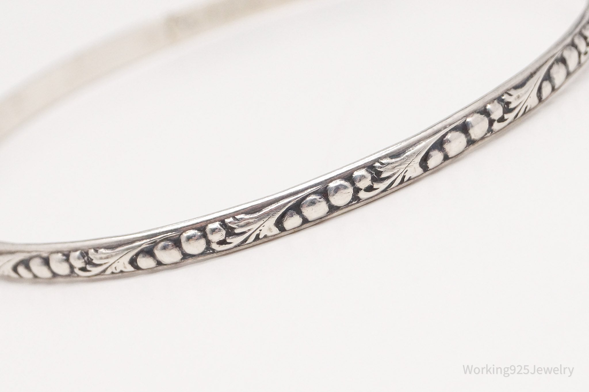 Antique Art Nouveau Sterling Silver Bangle Bracelet 7.75"