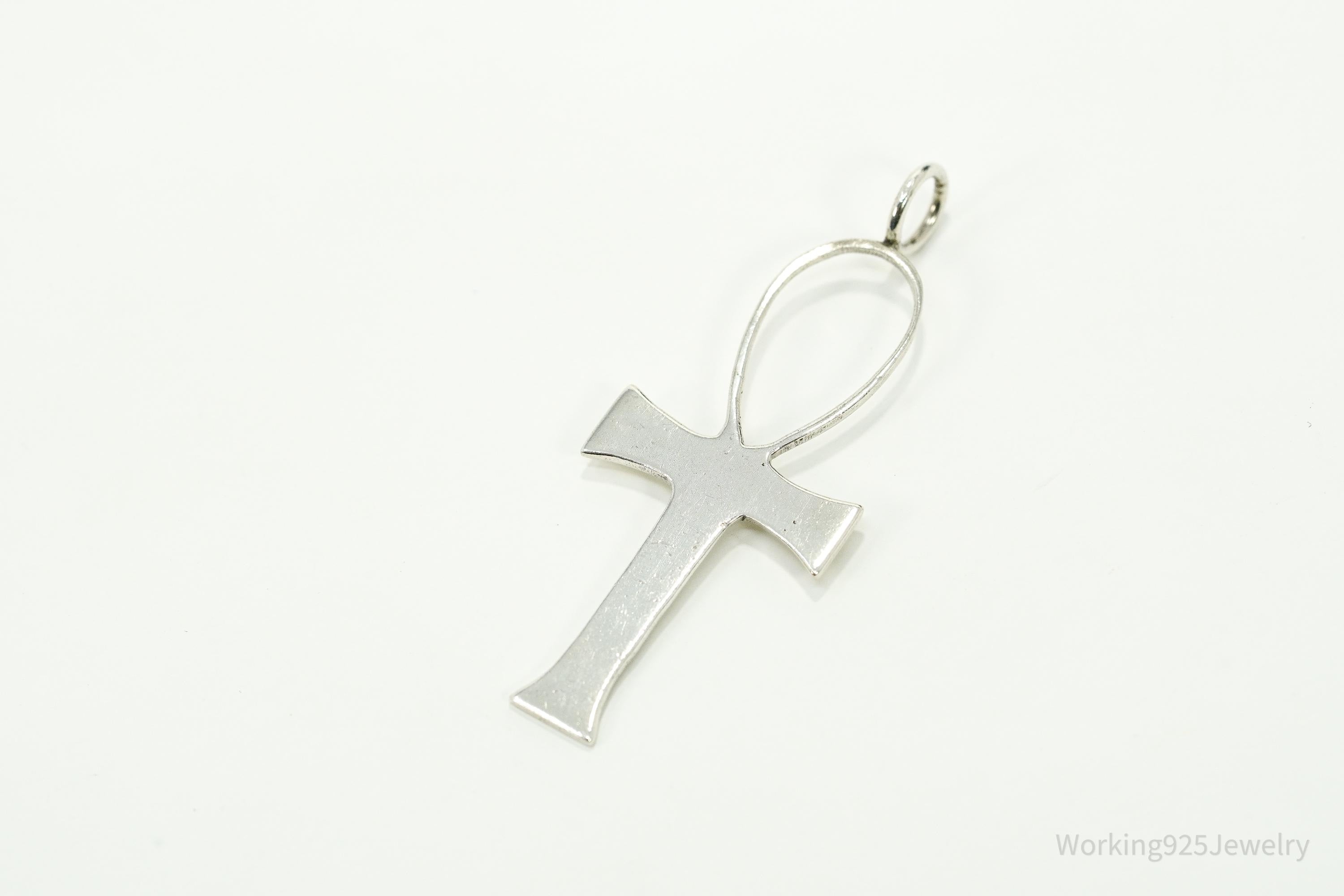 Vintage 1970 Leonore Doskow Ankh Cross Sterling Silver Pendant