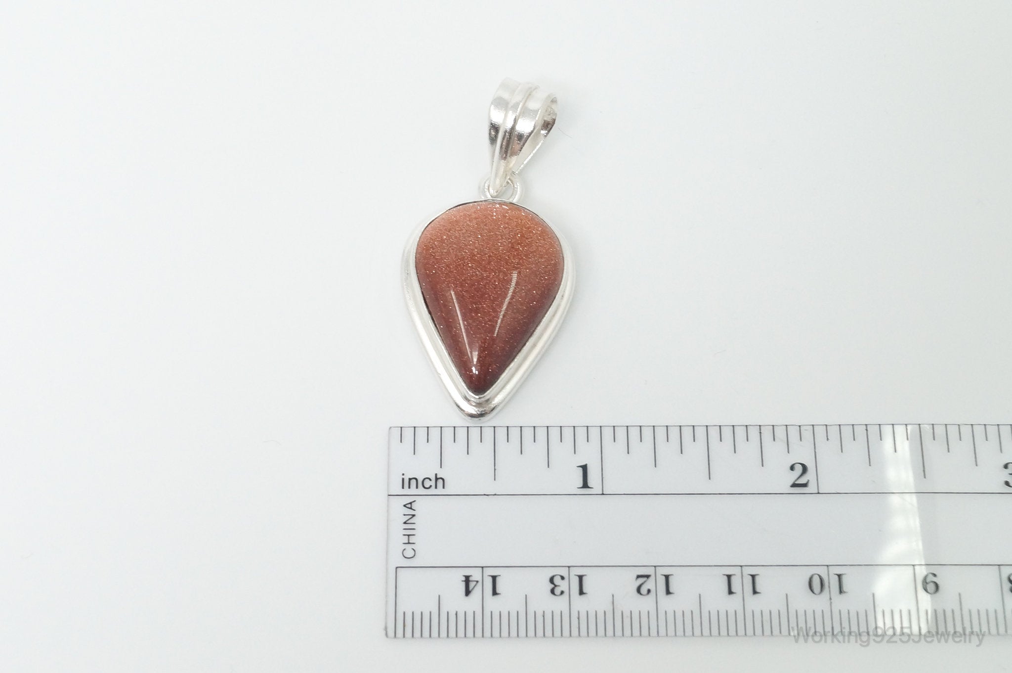 Vintage Large Goldstone Sterling Silver Southwestern Necklace Pendant