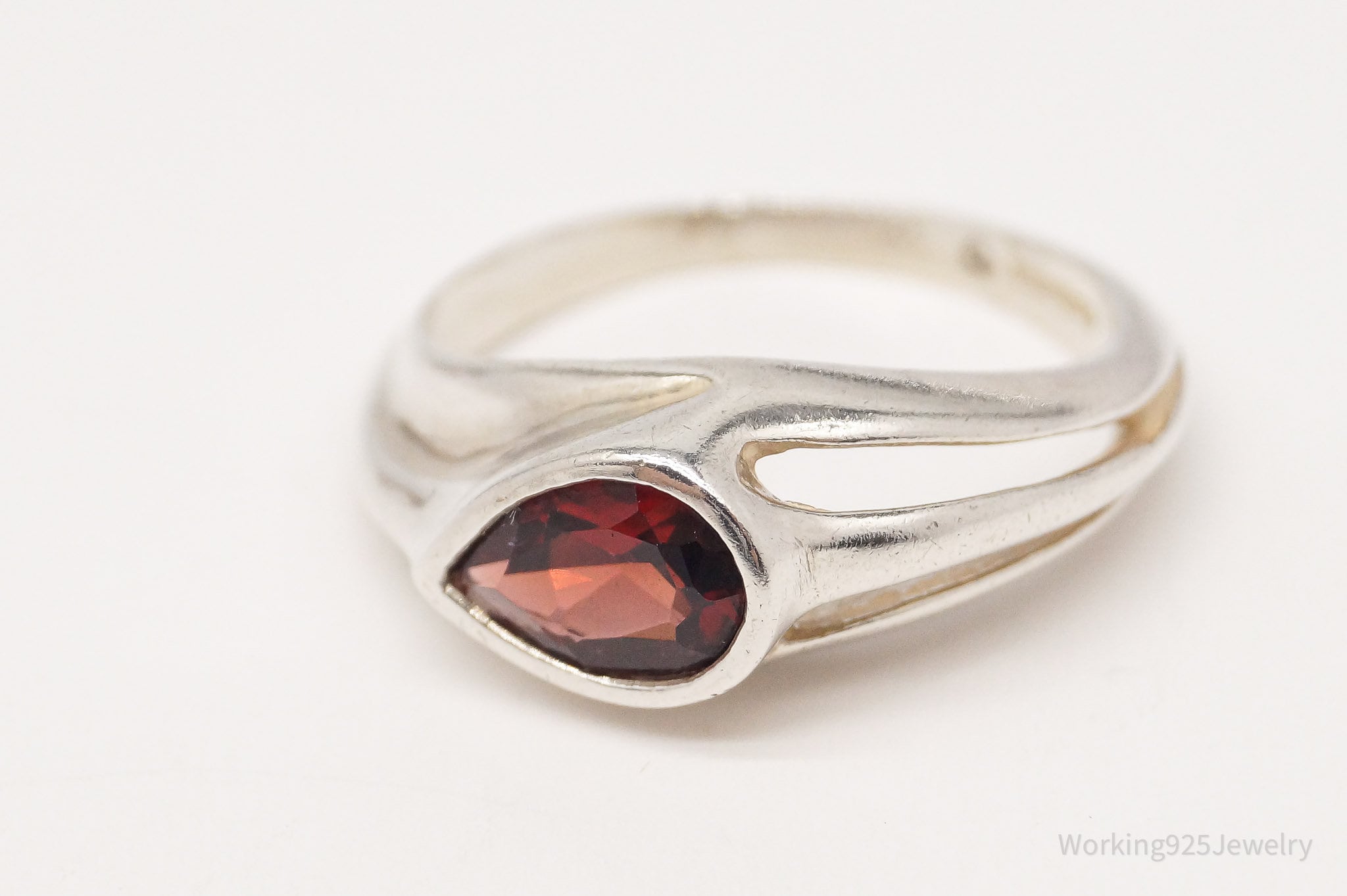 Vintage Kabana Garnet Sterling Silver Ring - Size 6.5