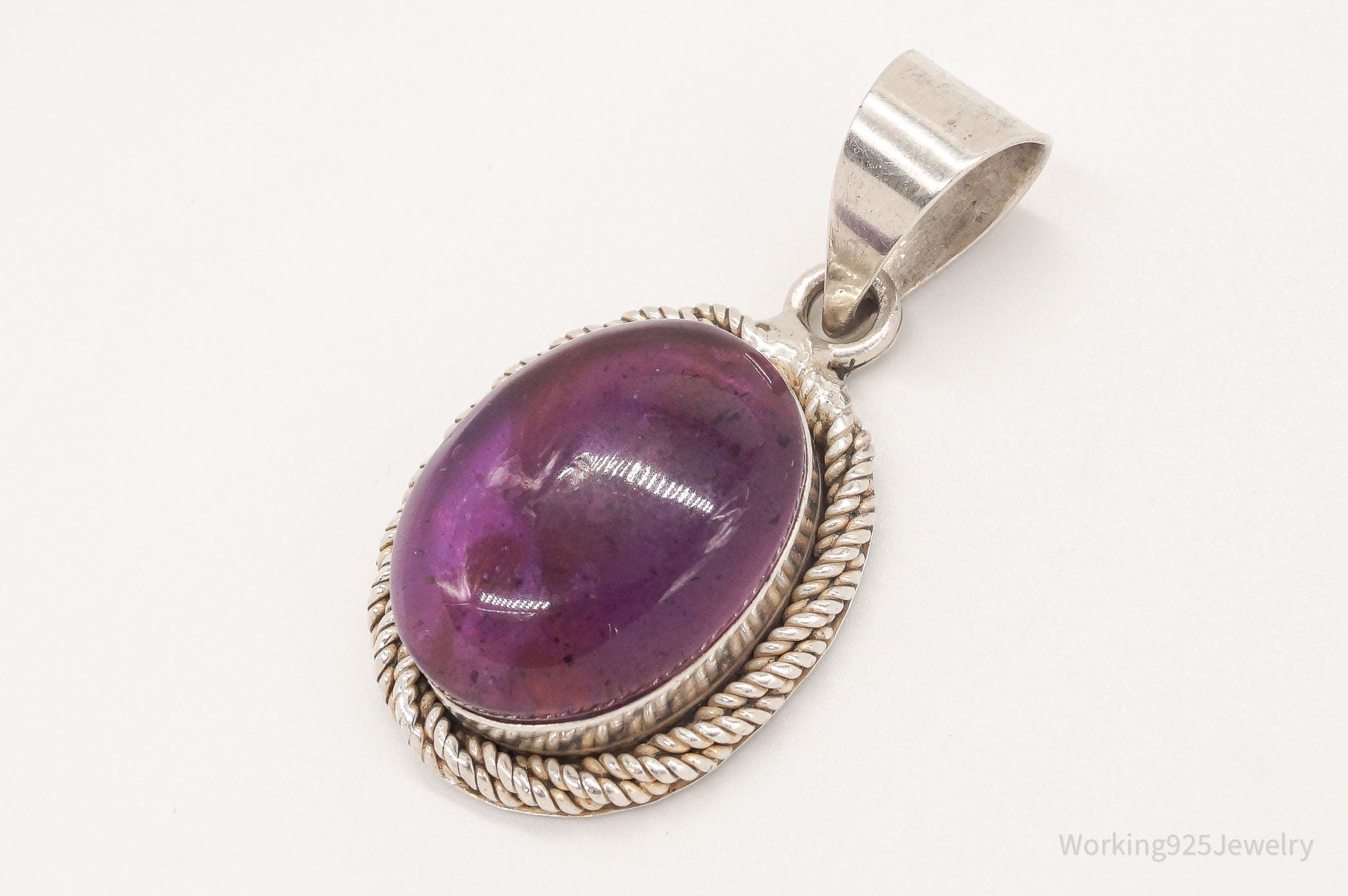 Vintage Large Amethyst Mexico Sterling Silver Pendant