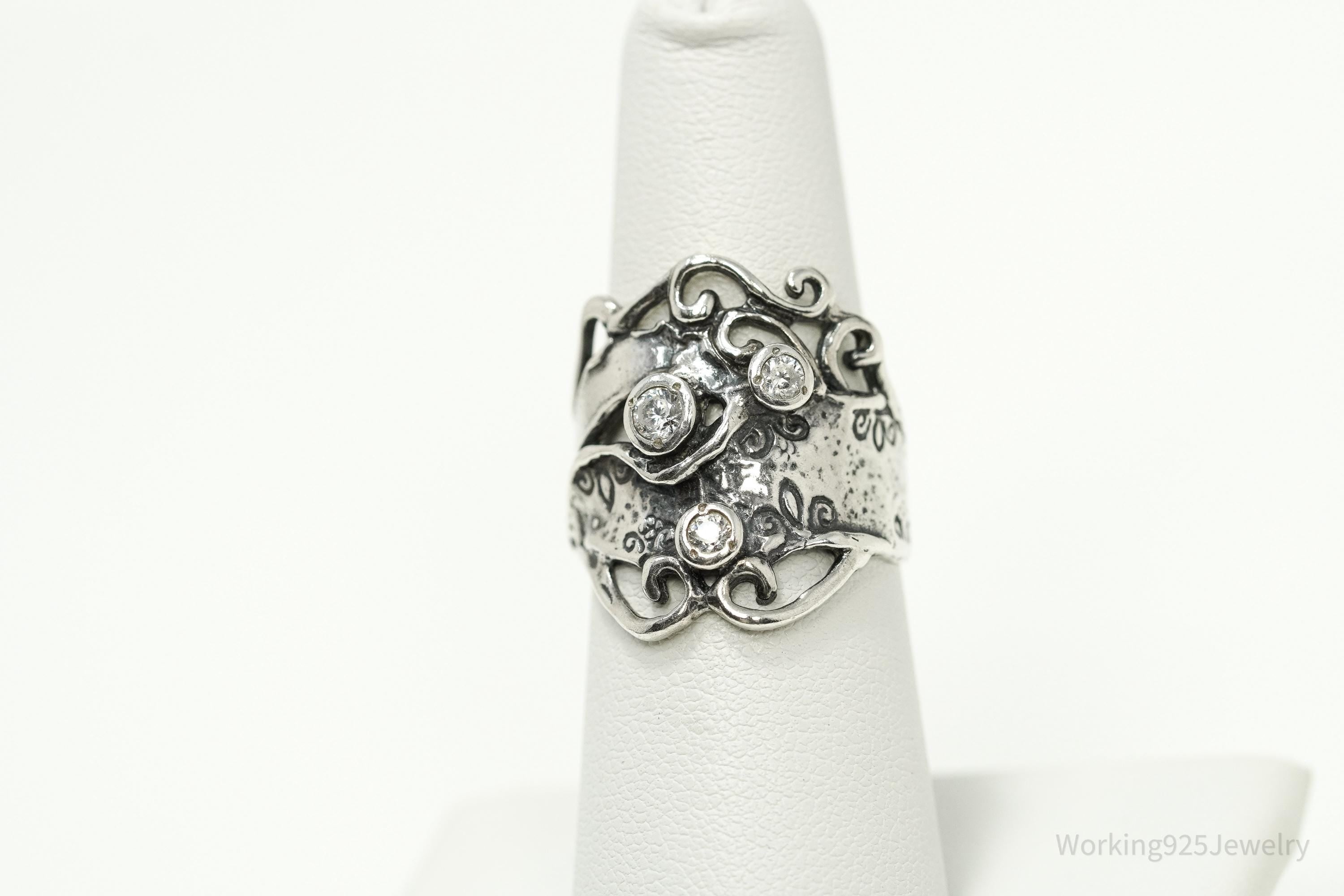Vintage Israel Didae Cubic Zirconia Sterling Silver Ring - Size 7.25