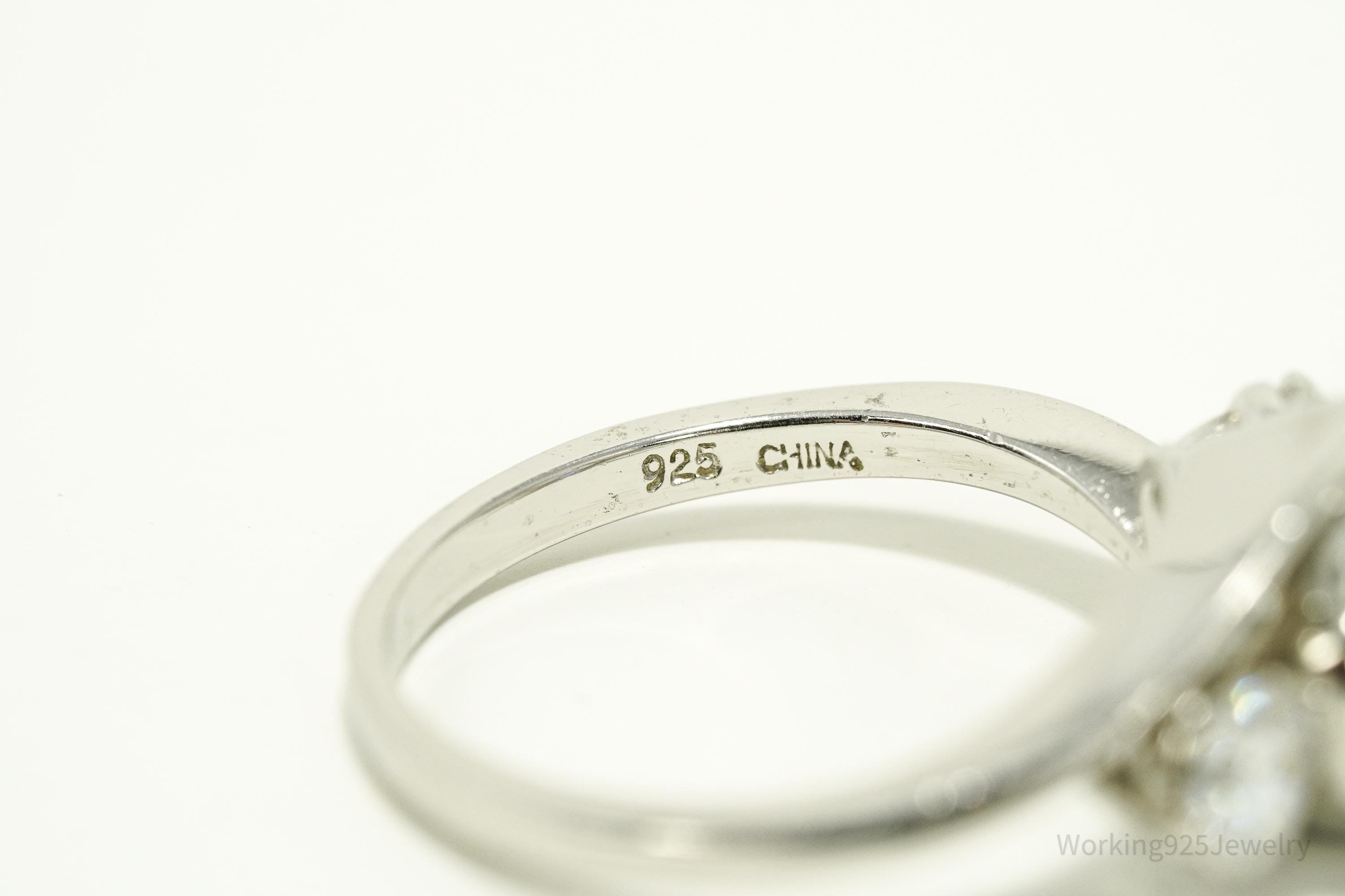 Vintage Cubic Zirconia Sterling Silver Ring - Size 8