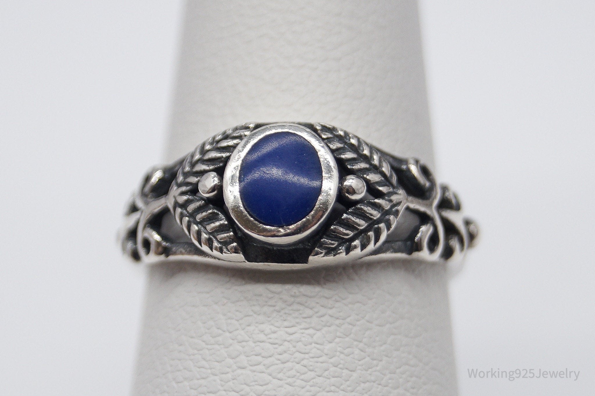 Vintage Lapis Lazuli Sterling Silver Ring - Size 6.75