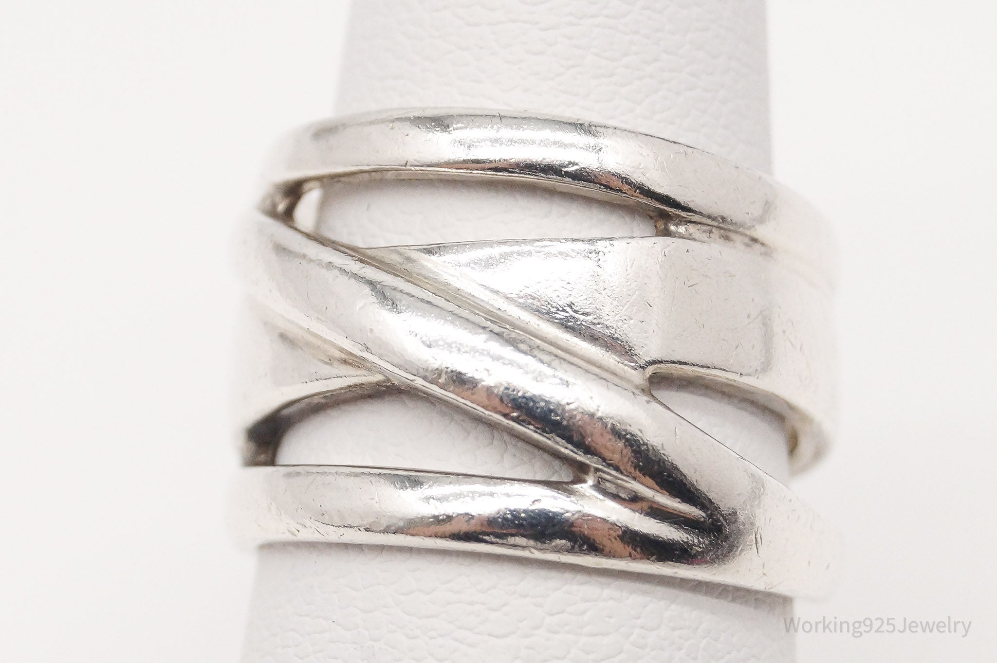 Vintage Sweden Modernist GHA Sterling Silver Band Ring - Size 6.5