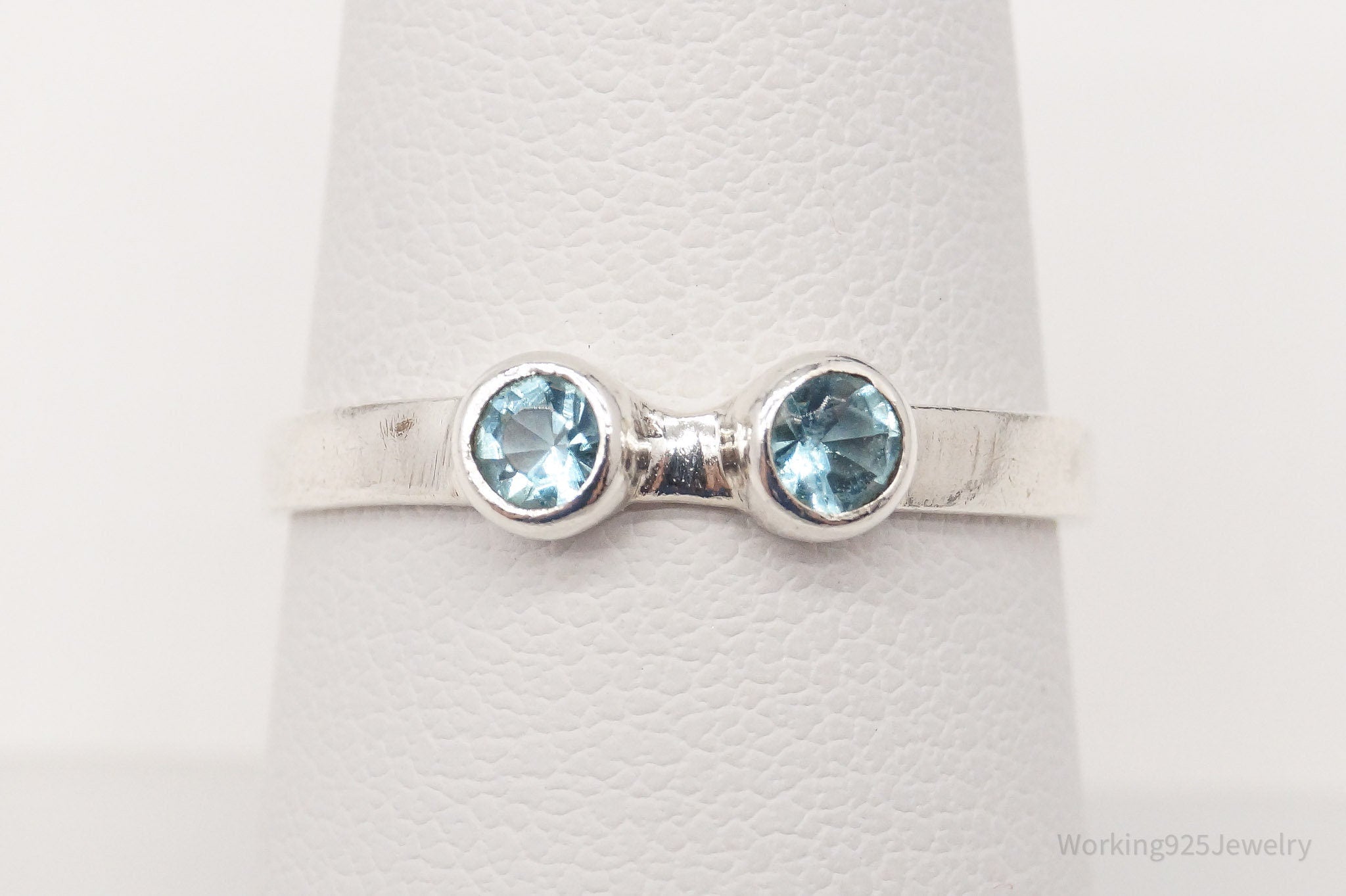 Vintage Blue Topaz Sterling Silver Ring - Size 8