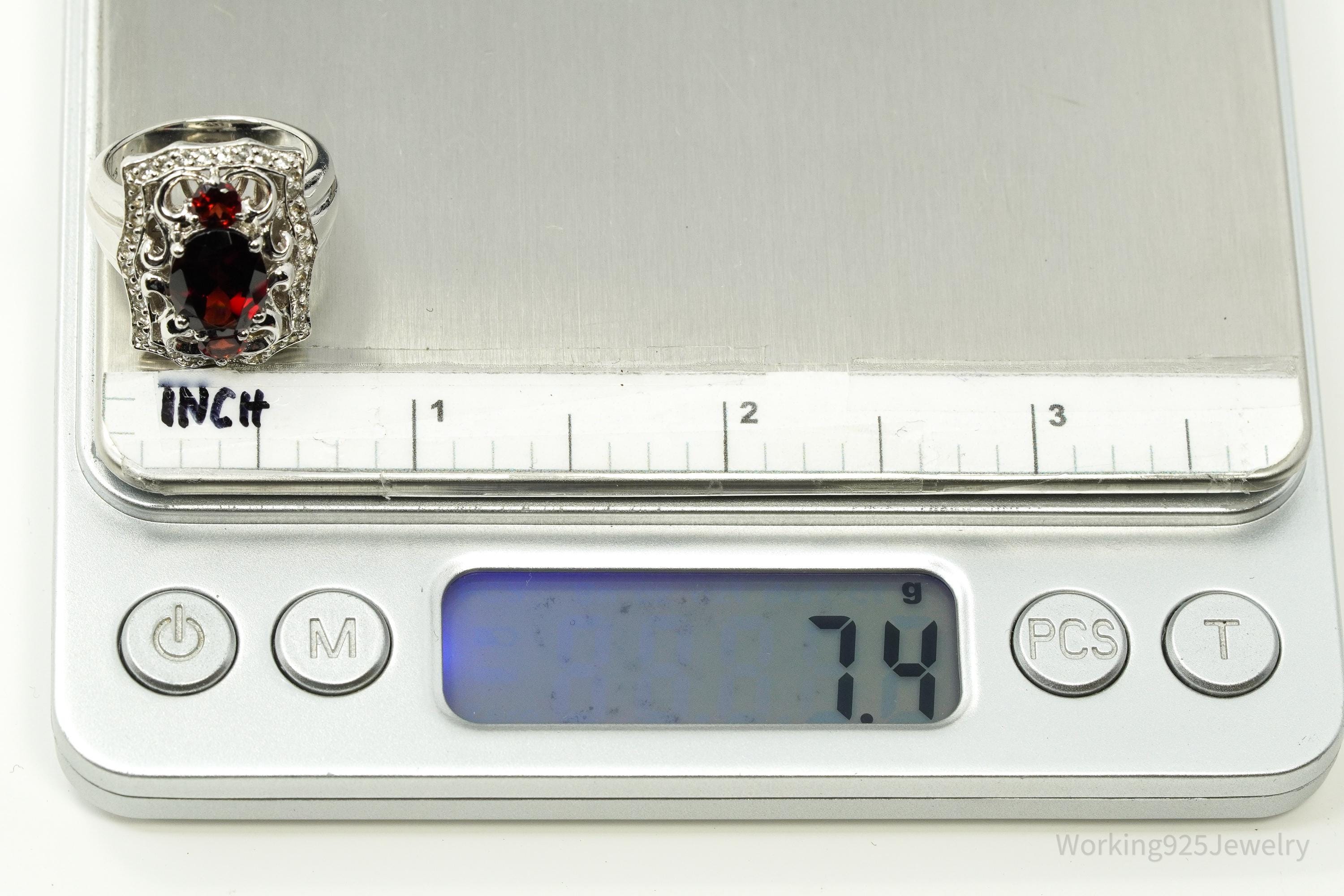 Victoria Wieck Garnet & White Topaz Sterling Silver Ring - Size 6