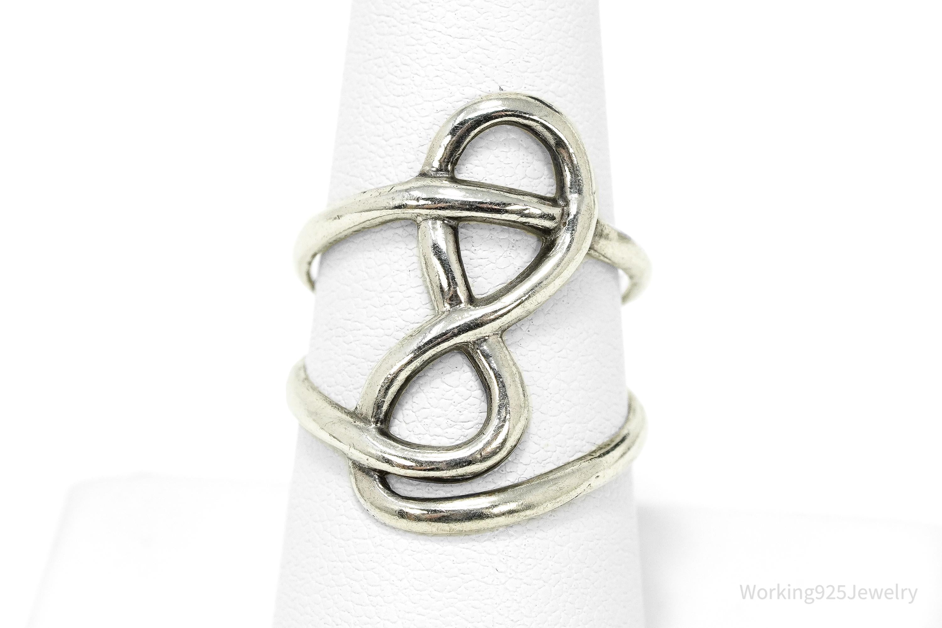 Vintage Knot Design Sterling Silver Ring - Size 8.25
