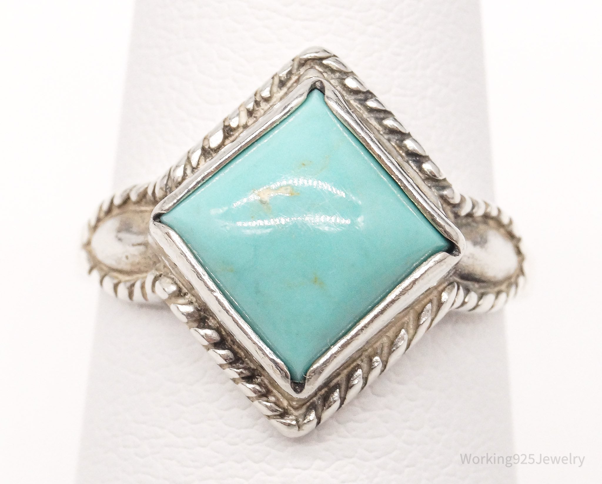 Vintage Turquoise Sterling Silver Ring - Size 5.75