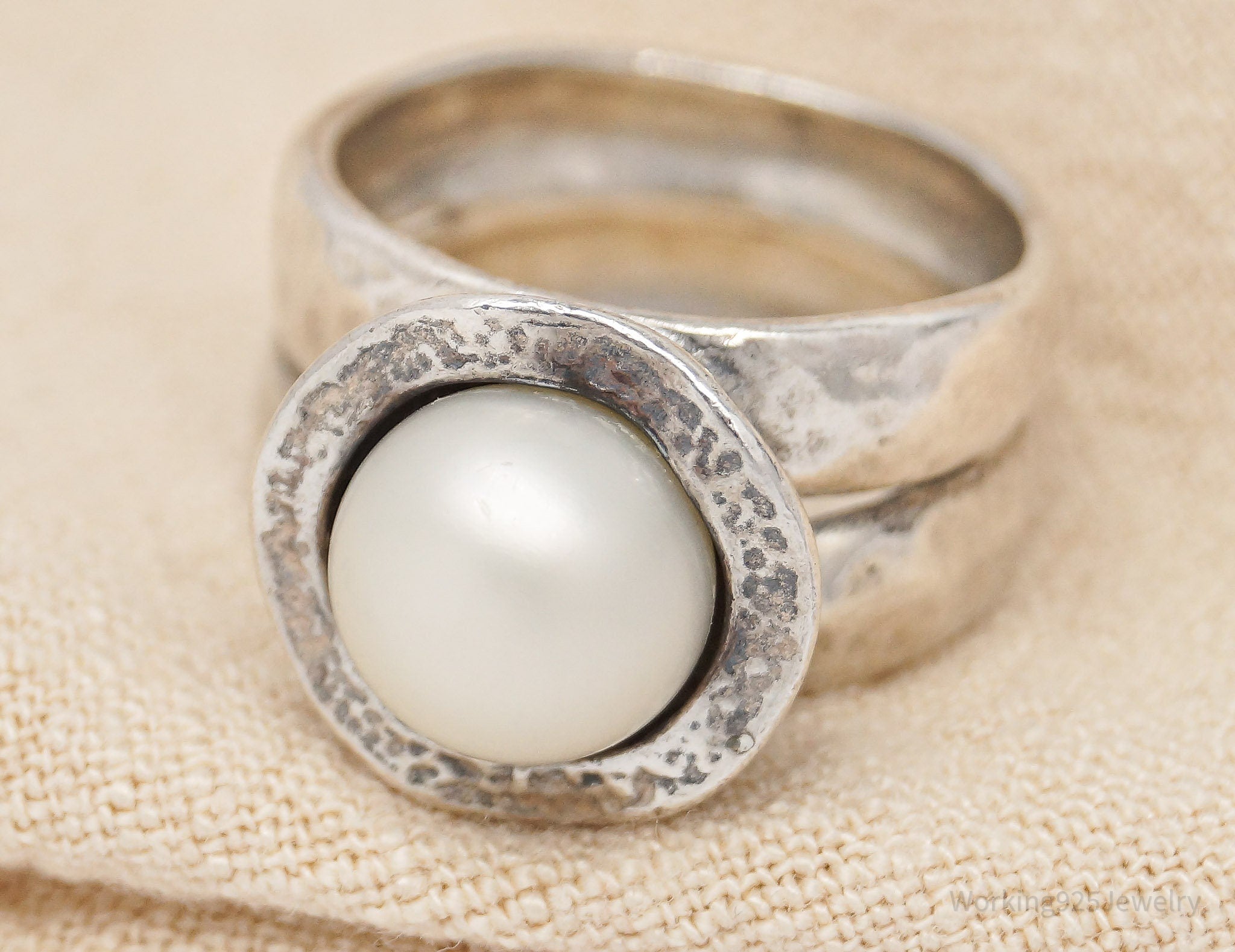 Vintage Shablool Didae Pearl Sterling Silver Ring - Size 8