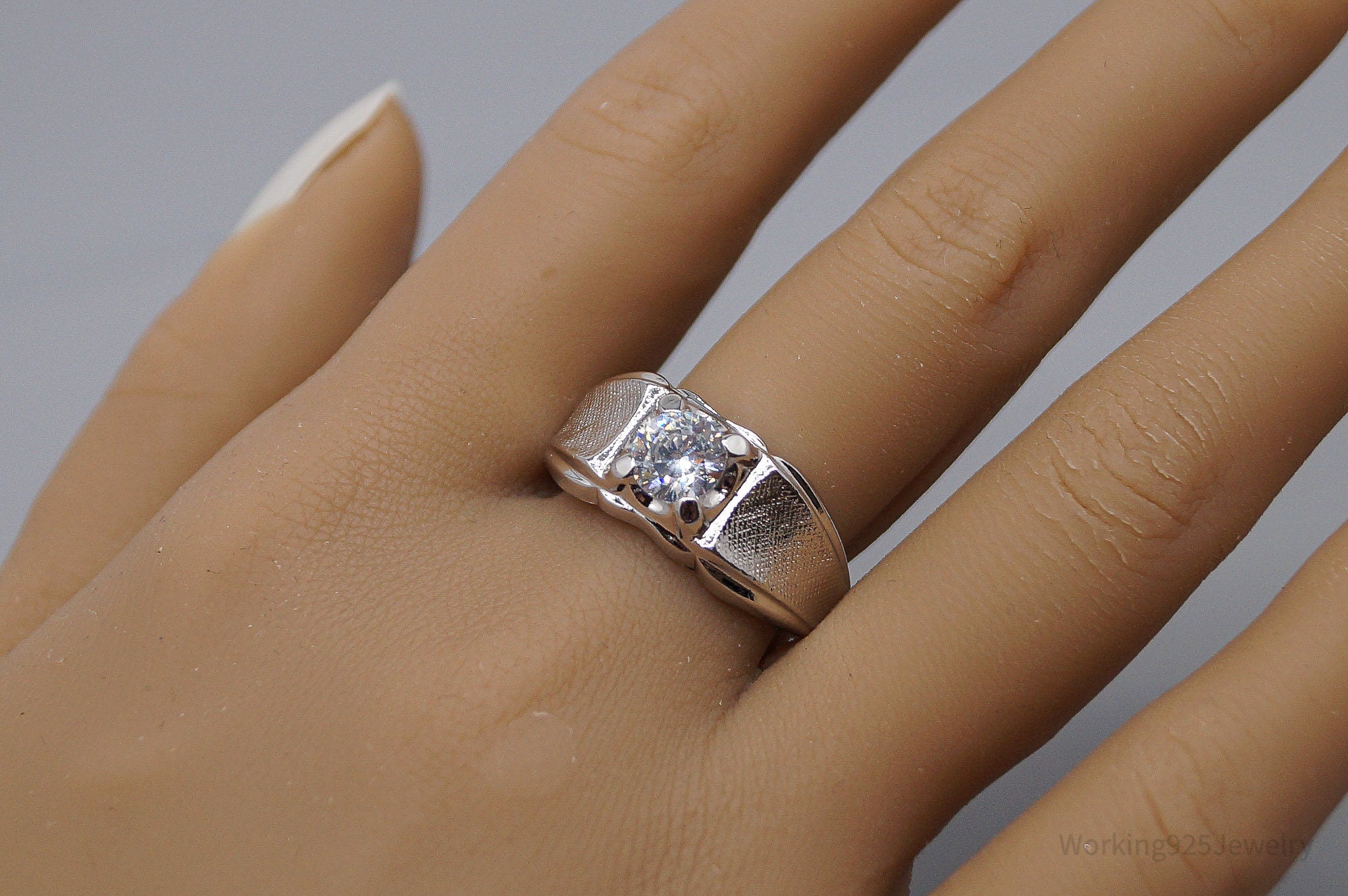 Vintage Designer LIND Cubic Zirconia Sterling Silver Ring - Size 12