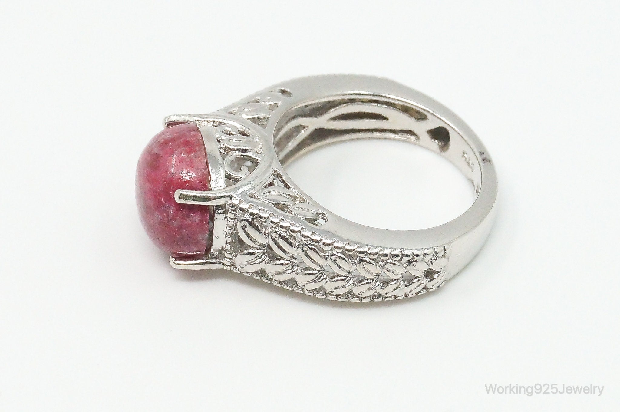 Vintage Rhodonite Sterling Silver Ring Size 5