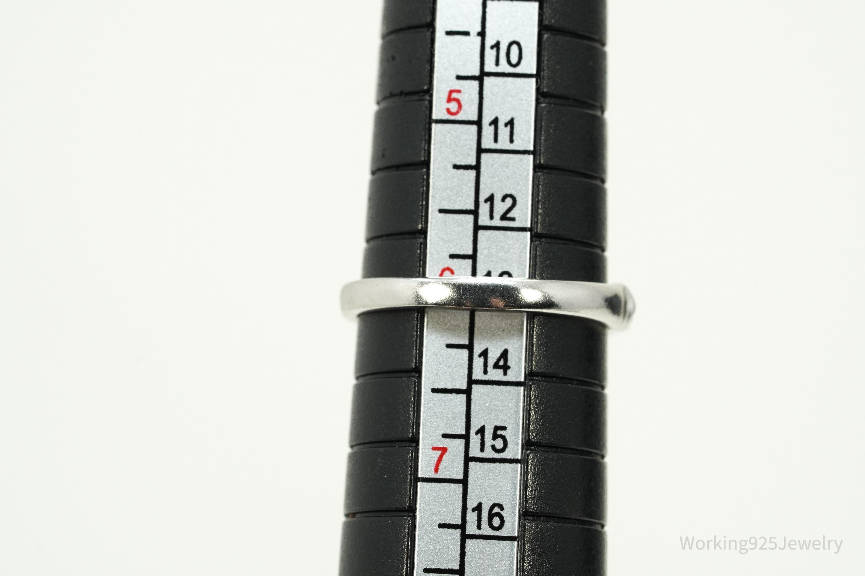 VTG Designer JS Blue Diamond Sterling Silver Ring - Size 6