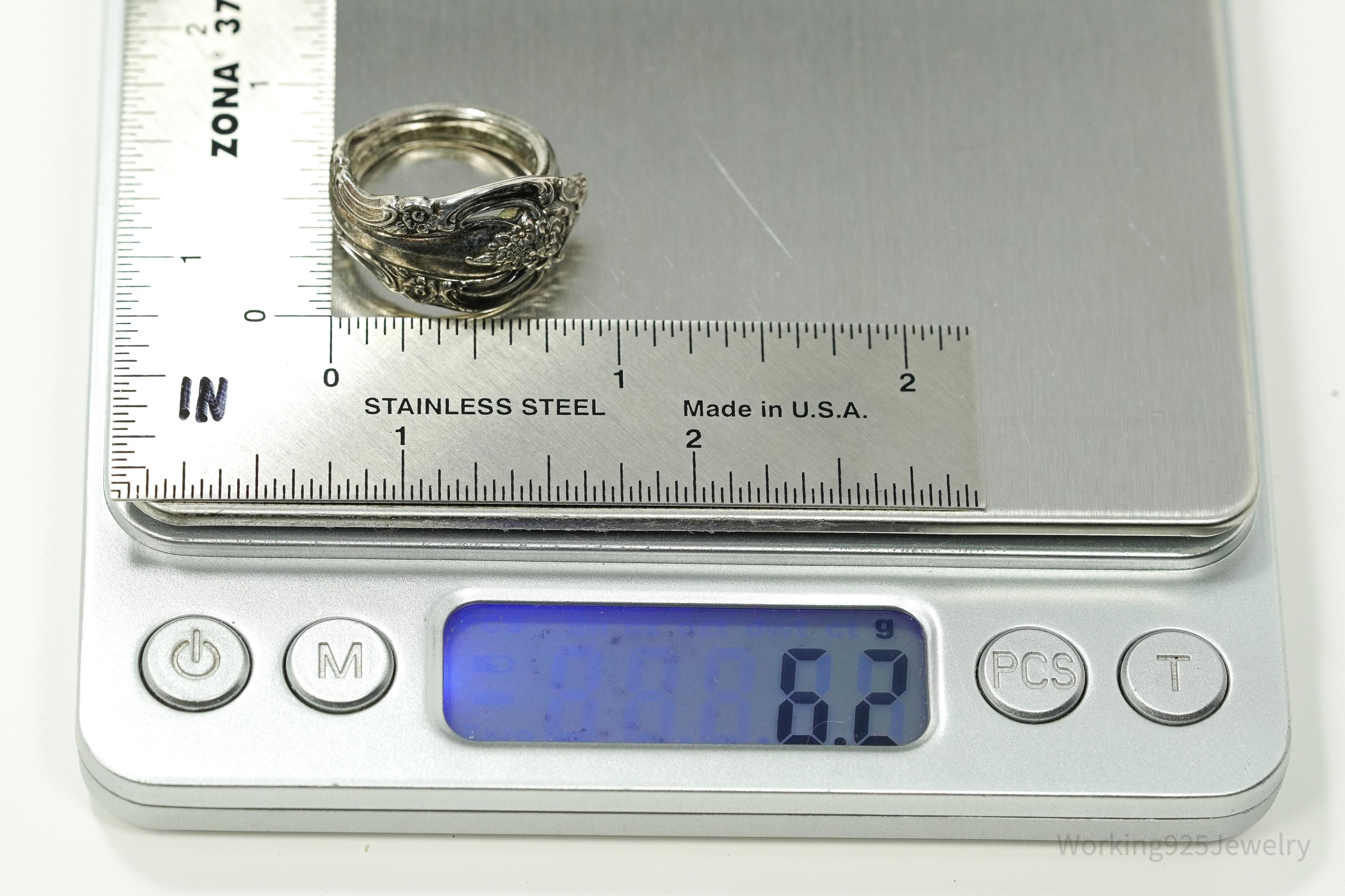 Antique Oneida "Community" Sterling Silver Floral Pattern Spoon Ring - Size 5.5