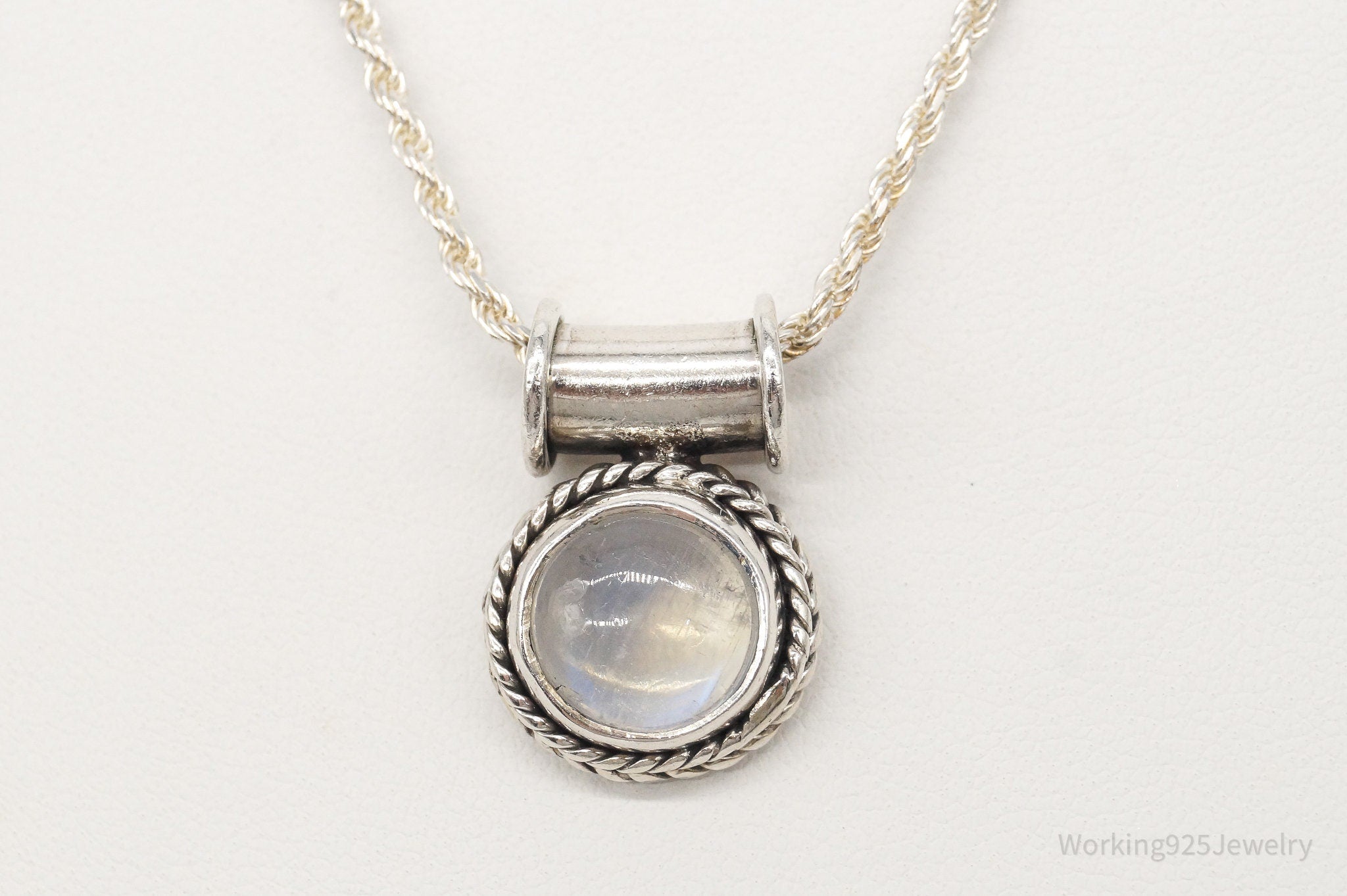 Vintage Moonstone Sterling Silver Necklace