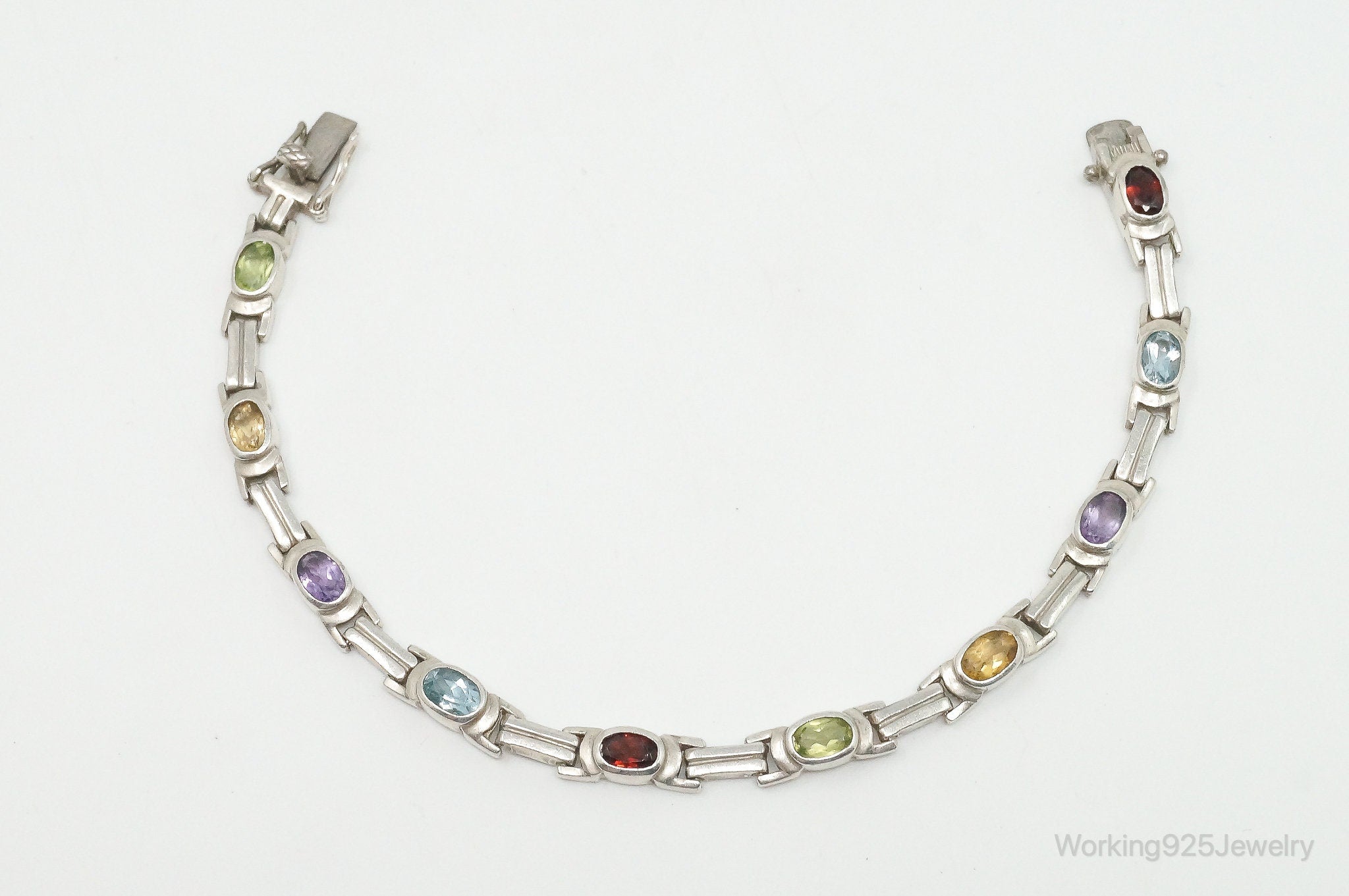 Vintage Multi Gem Sterling Silver Bracelet