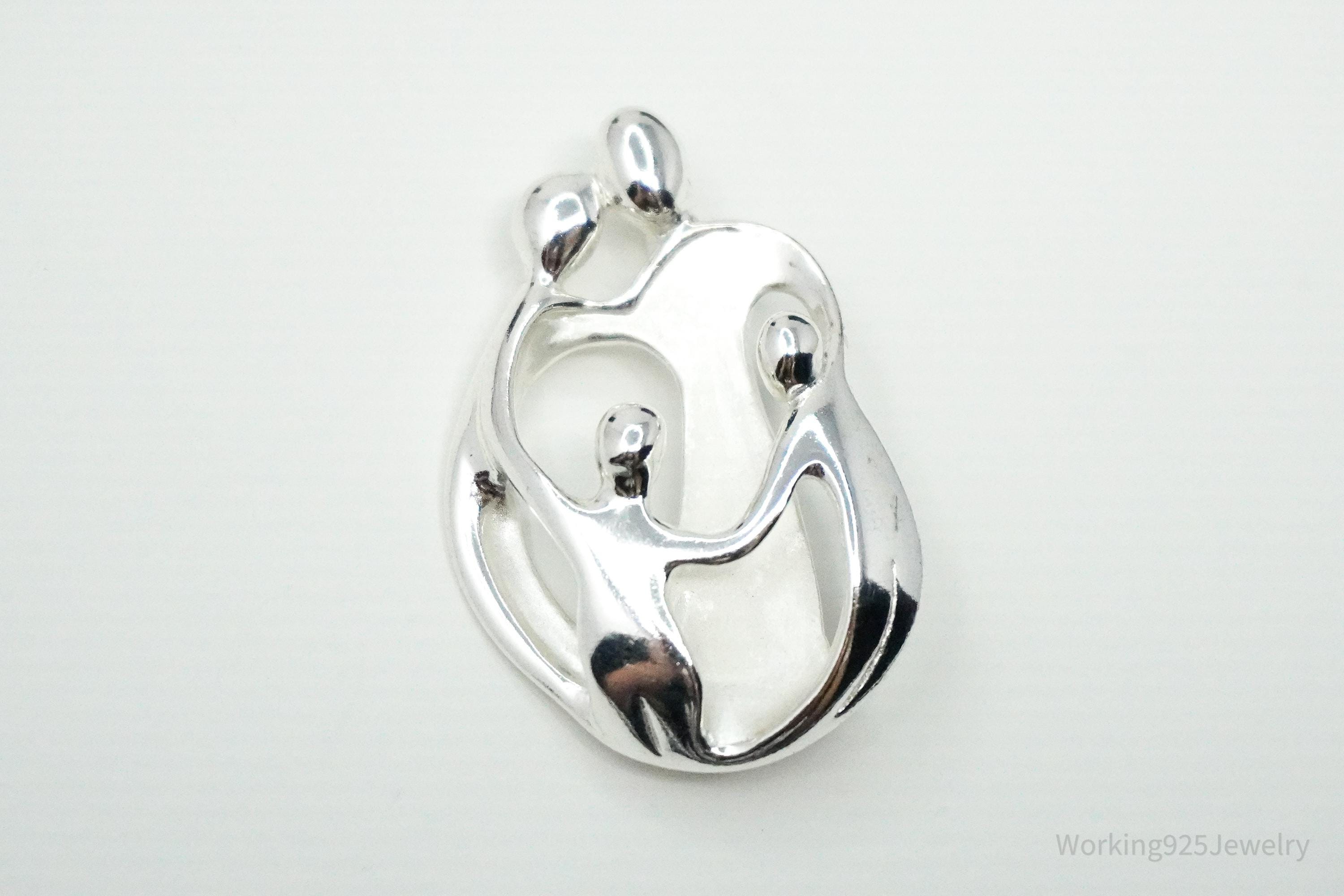 Vintage Carolyn Pollack Relios Loving Family Sterling Silver Brooch Pin Pendant