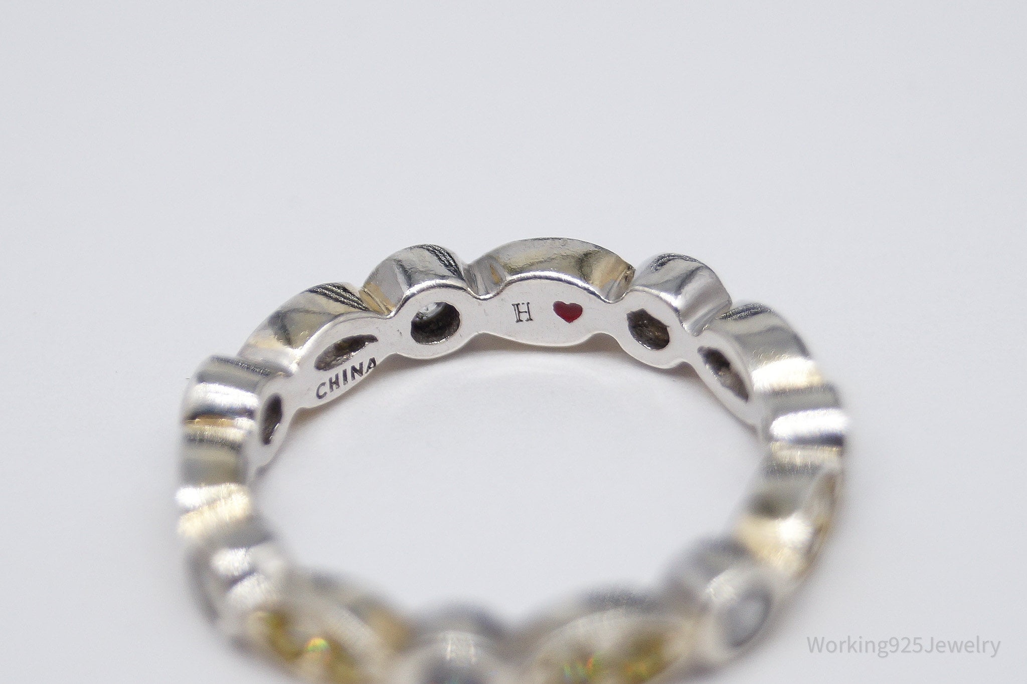 Vintage Yellow & White Cubic Zirconia Sterling Silver Ring- Size 5