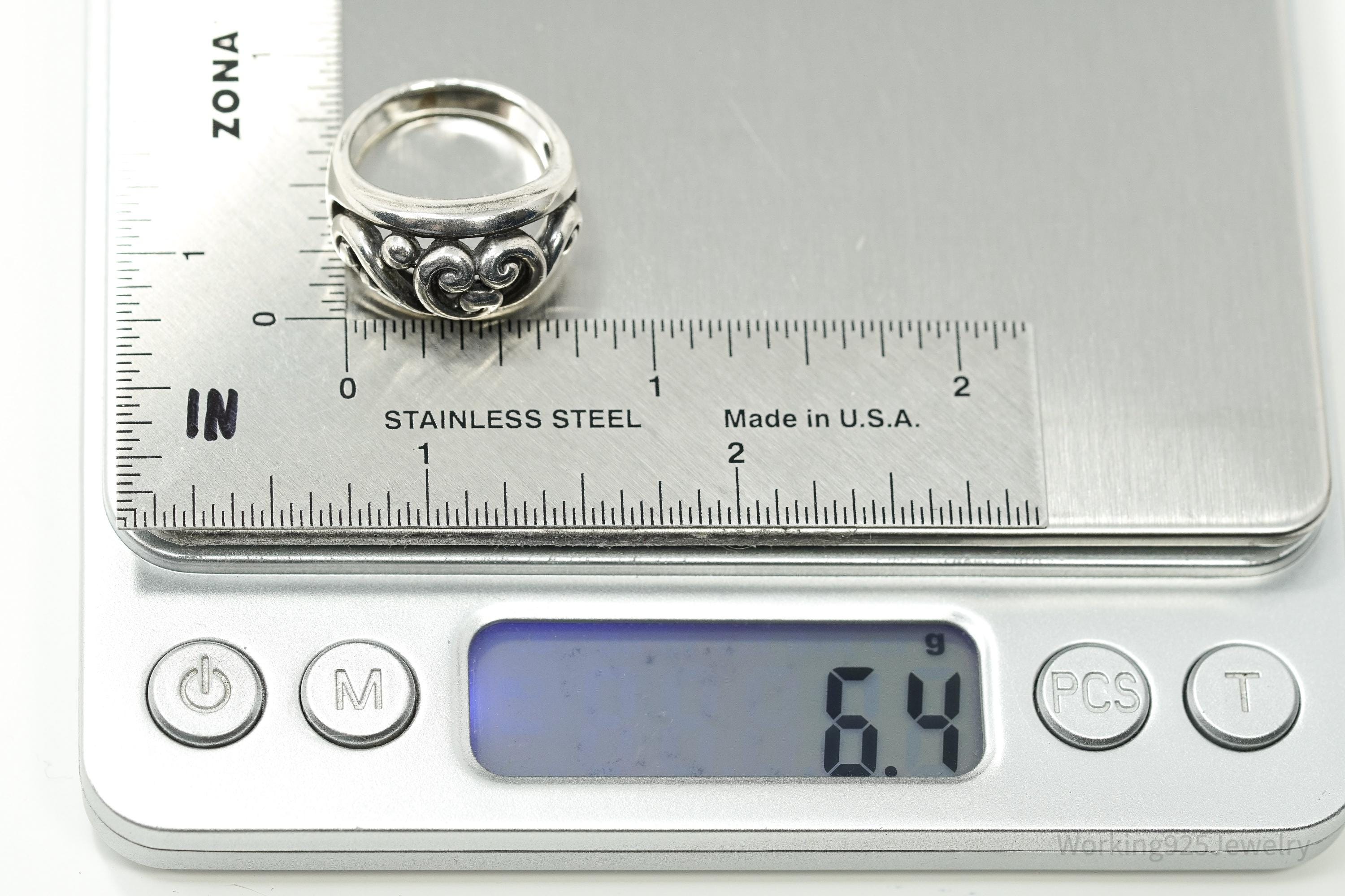 Vintage Scrolls & Swirls Sterling Silver Ring - Size 6