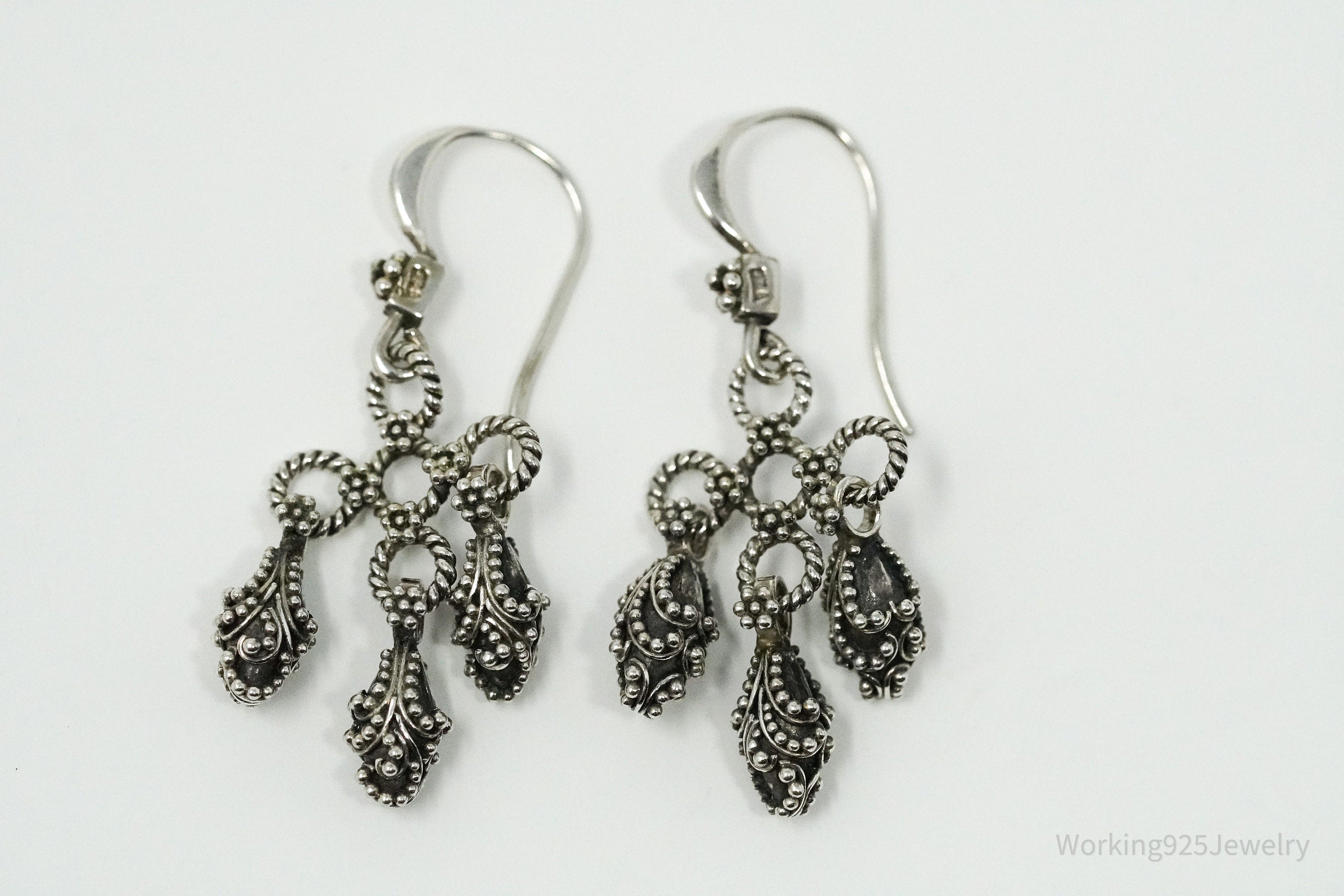Vintage Granulated Style Sterling Silver Earrings