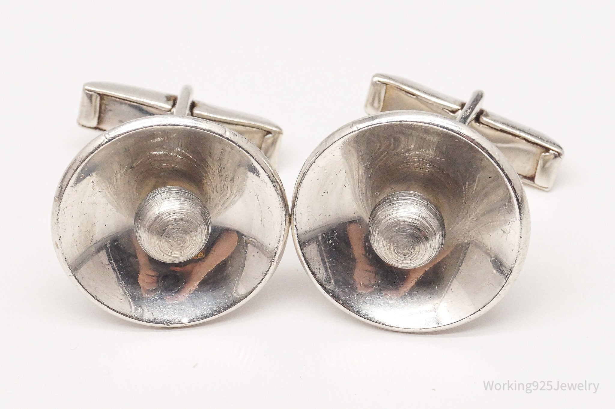 Rare Vintage Sigi Tasco Pineda Mexico Modernist Sterling Silver Cufflinks #17