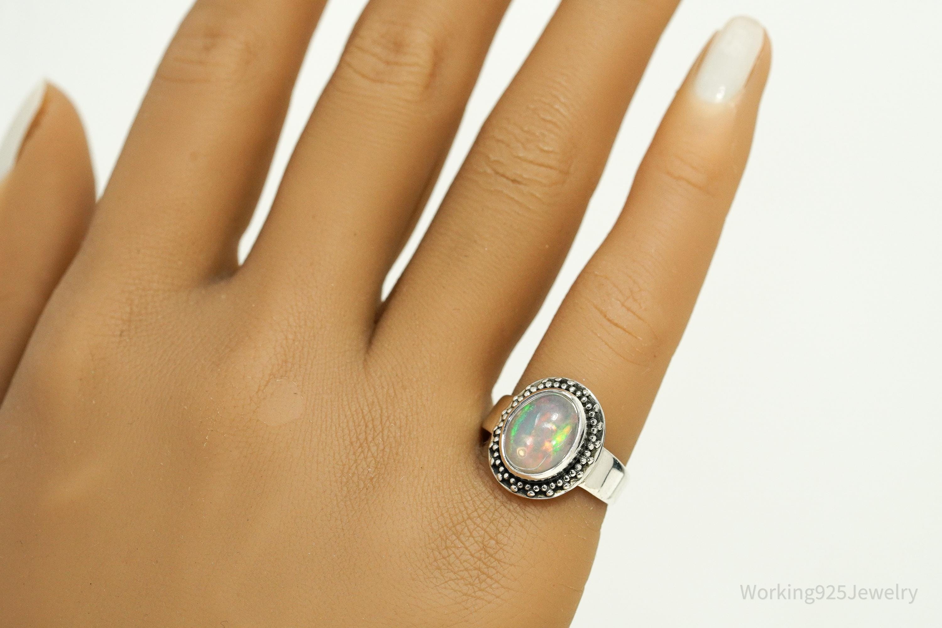 Vintage Opal Sterling Silver Ring - Size 6.5