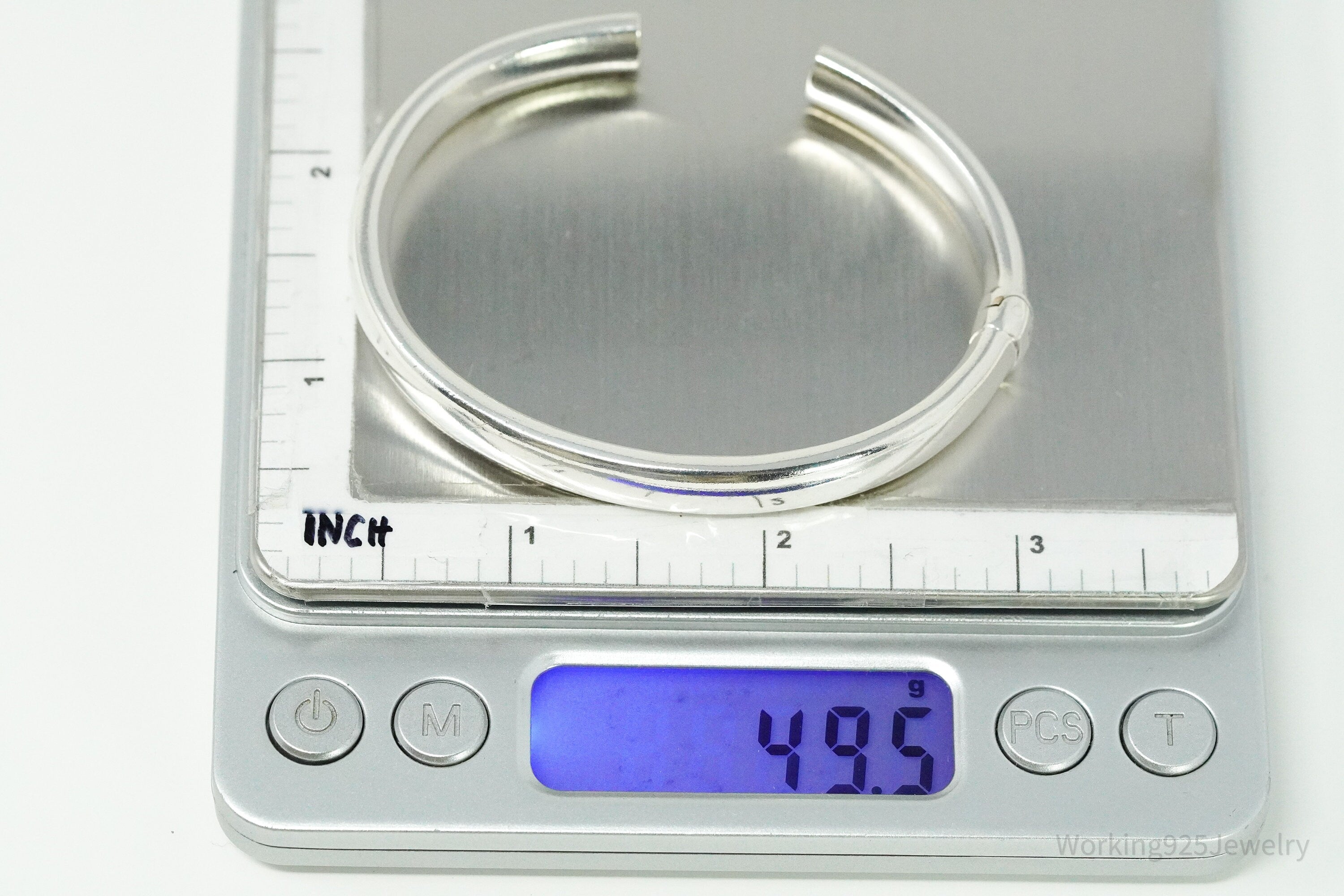 Vintage Italian Designer MILOR Heavy 950 Fine Silver Cuff Bracelet 6 5/8"