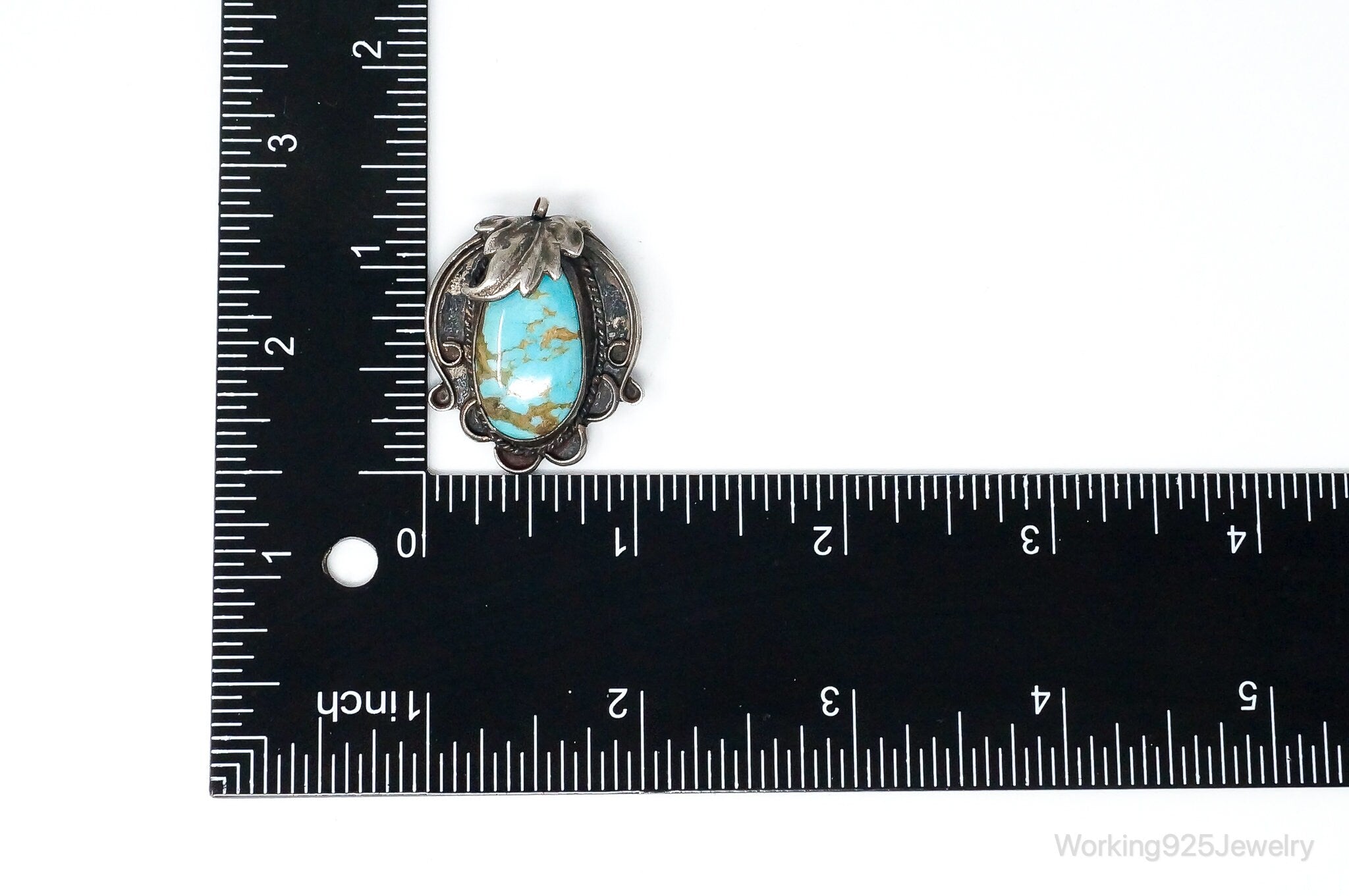 Vintage Native American Unsigned Turquoise Sterling Silver Pendant Brooch Pin