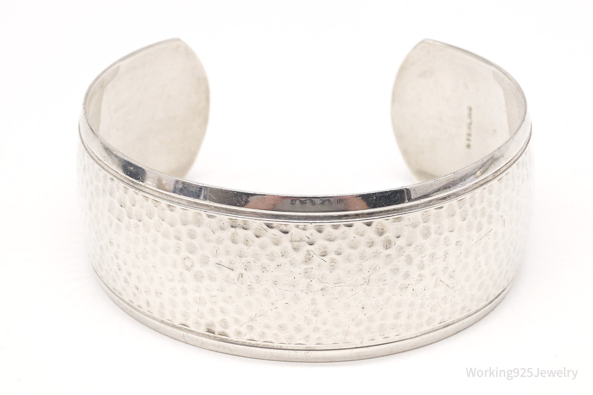 Antique Hammered Design Sterling Silver Cuff Bracelet