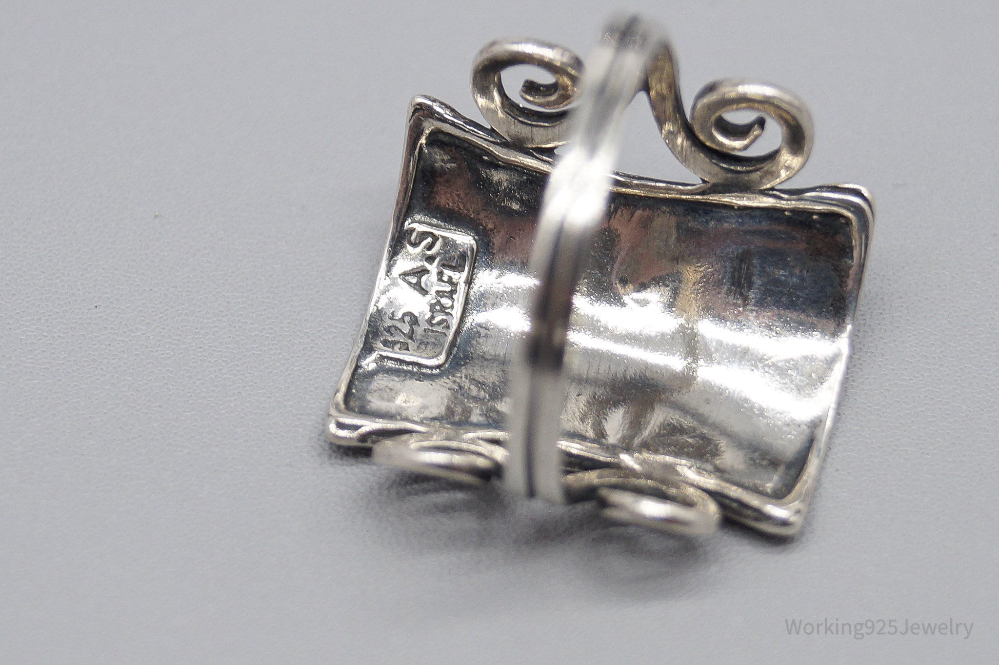 Vintage Israel Designer AS Rhodolite Garnet Sterling Silver Ring - Size 9.25