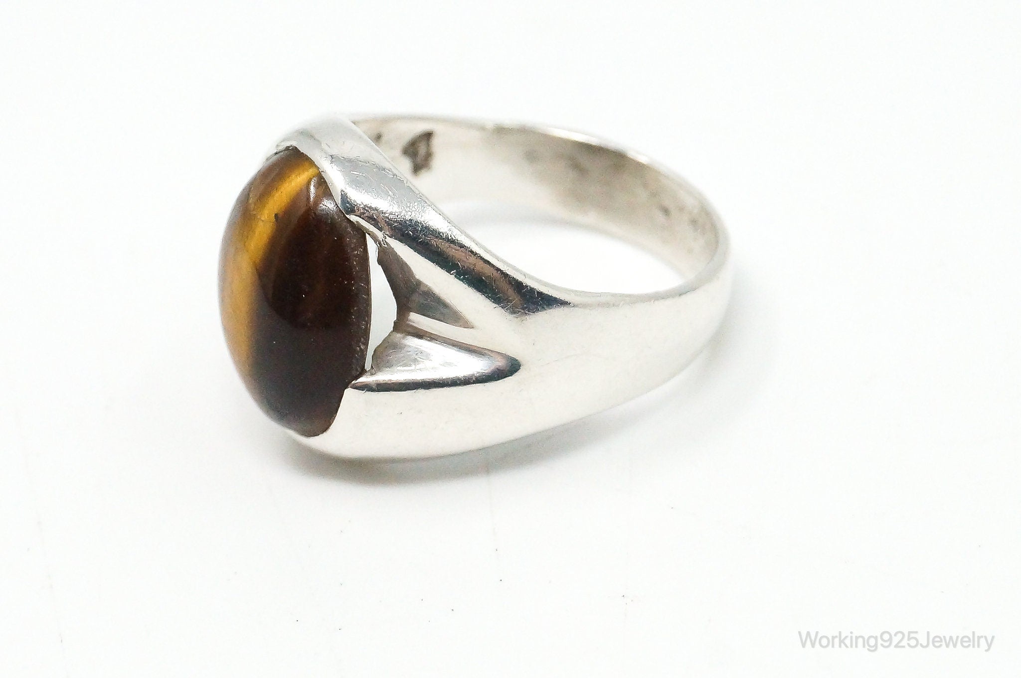 Vintage Mexico Tigers Eye Sterling Silver Ring - Size 10.25