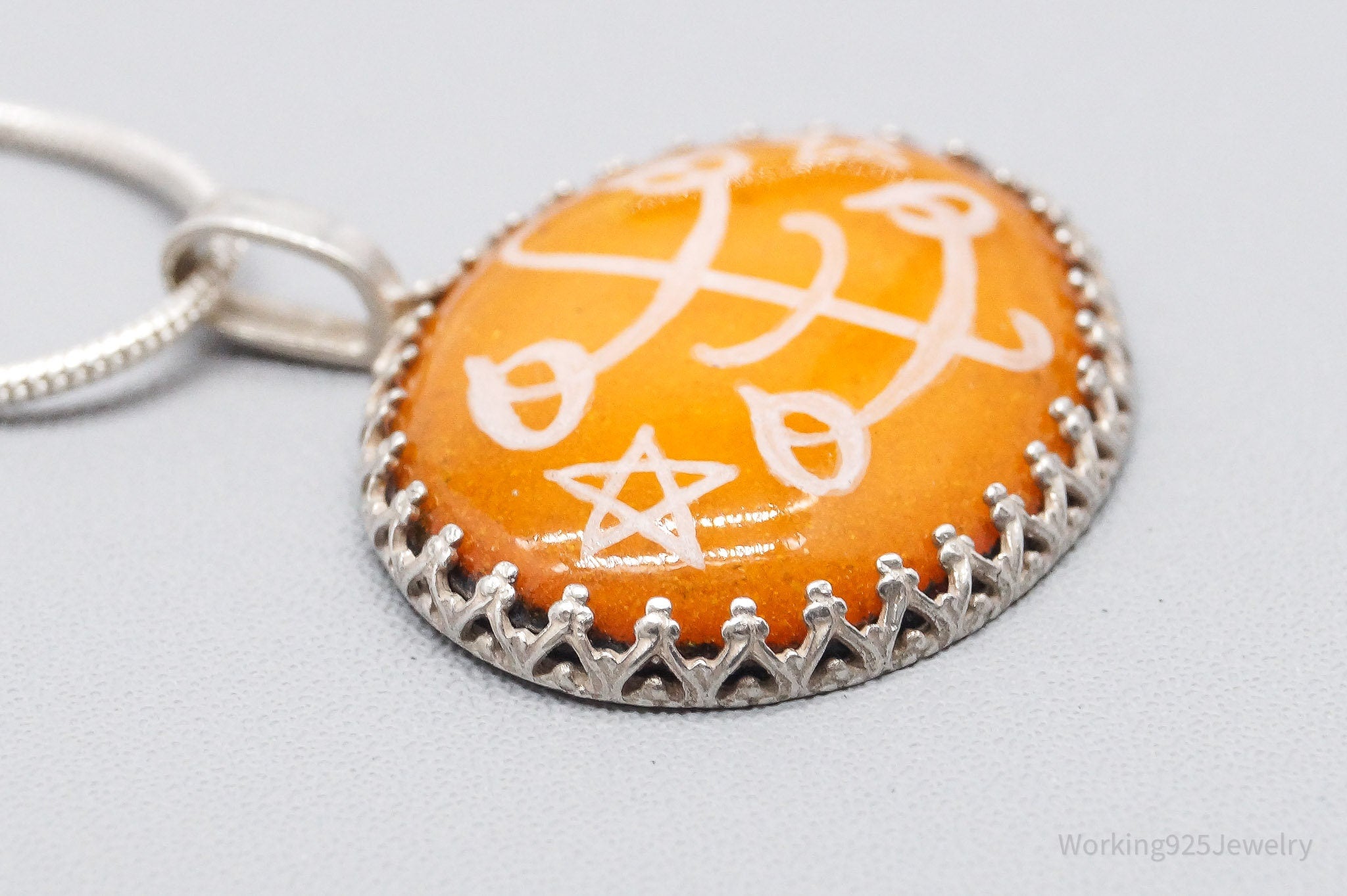 Vintage Glass Sterling Silver Necklace 20"