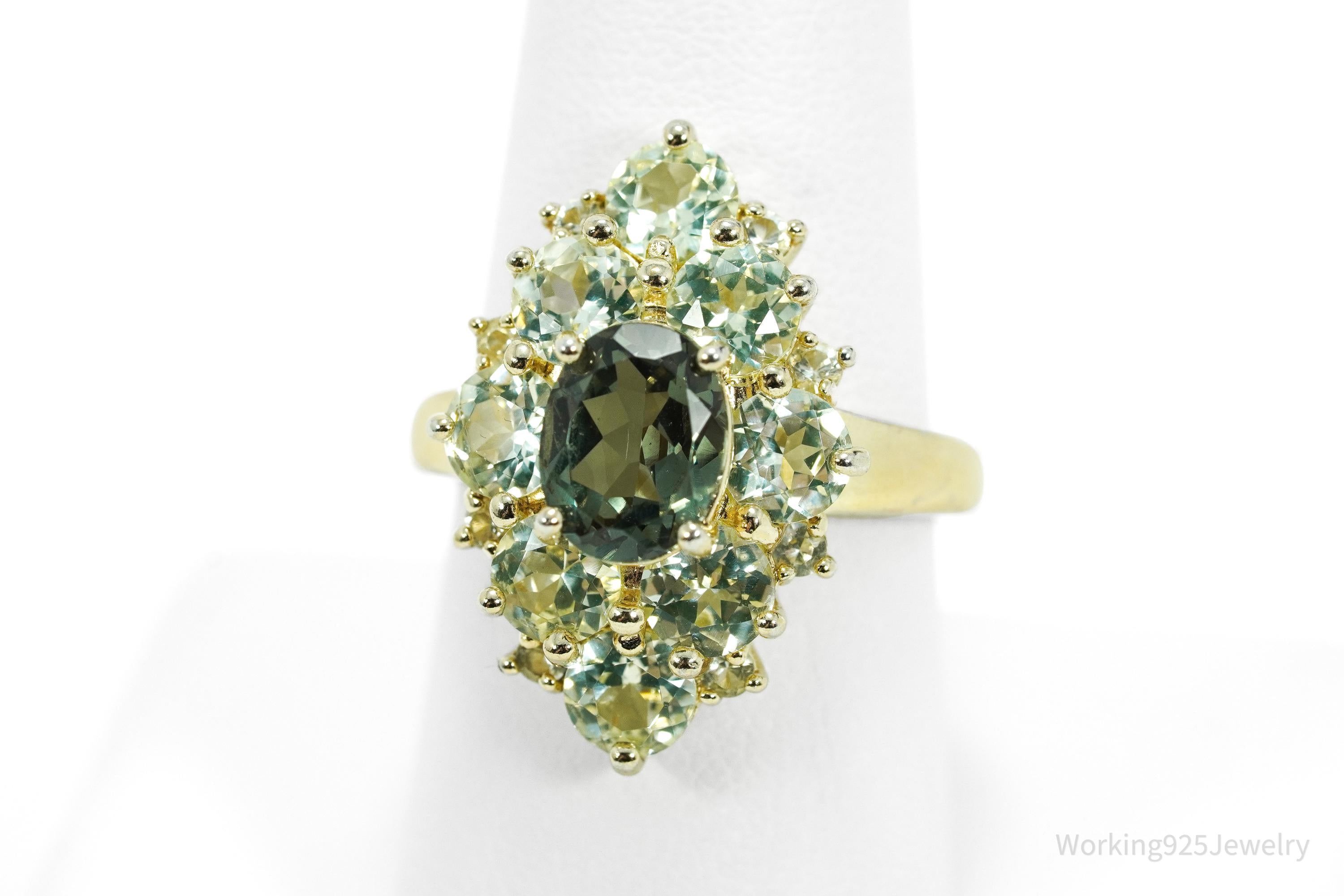 Designer Ross Simons Green Spinel Gold Over Sterling Silver Ring - Size 9