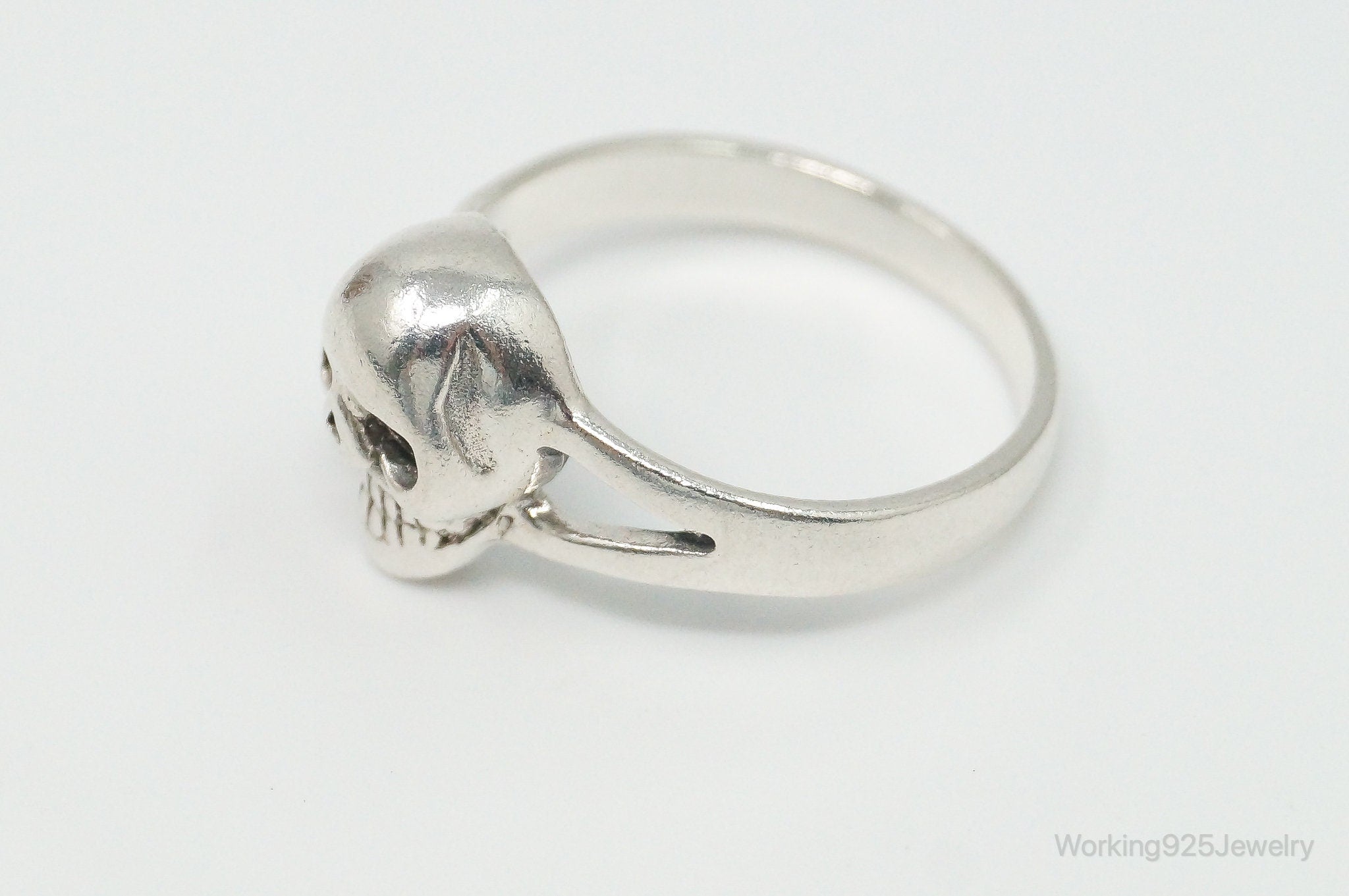 Vintage Skull Sterling Silver Ring - Size 8.75