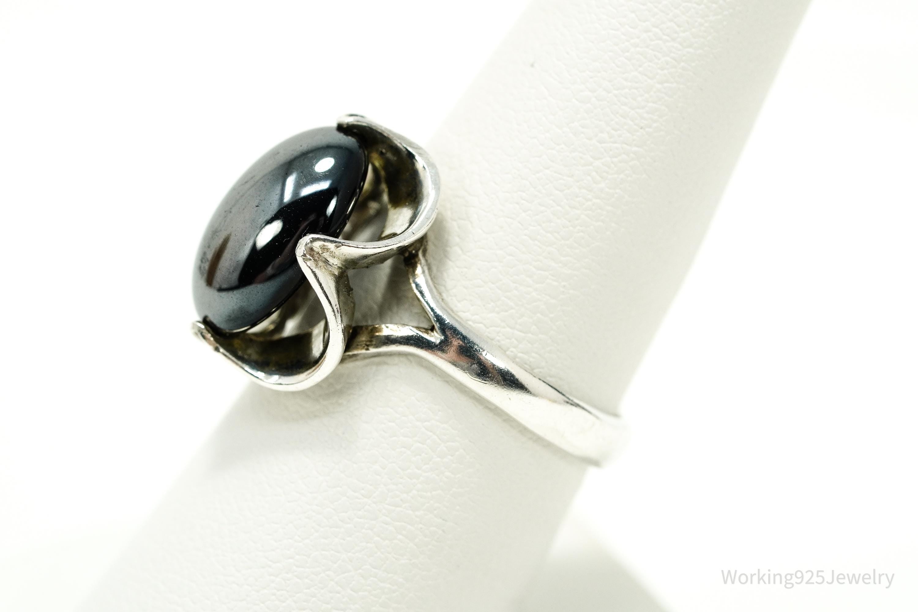 Vintage Hematite Sterling Silver Ring - Size 8