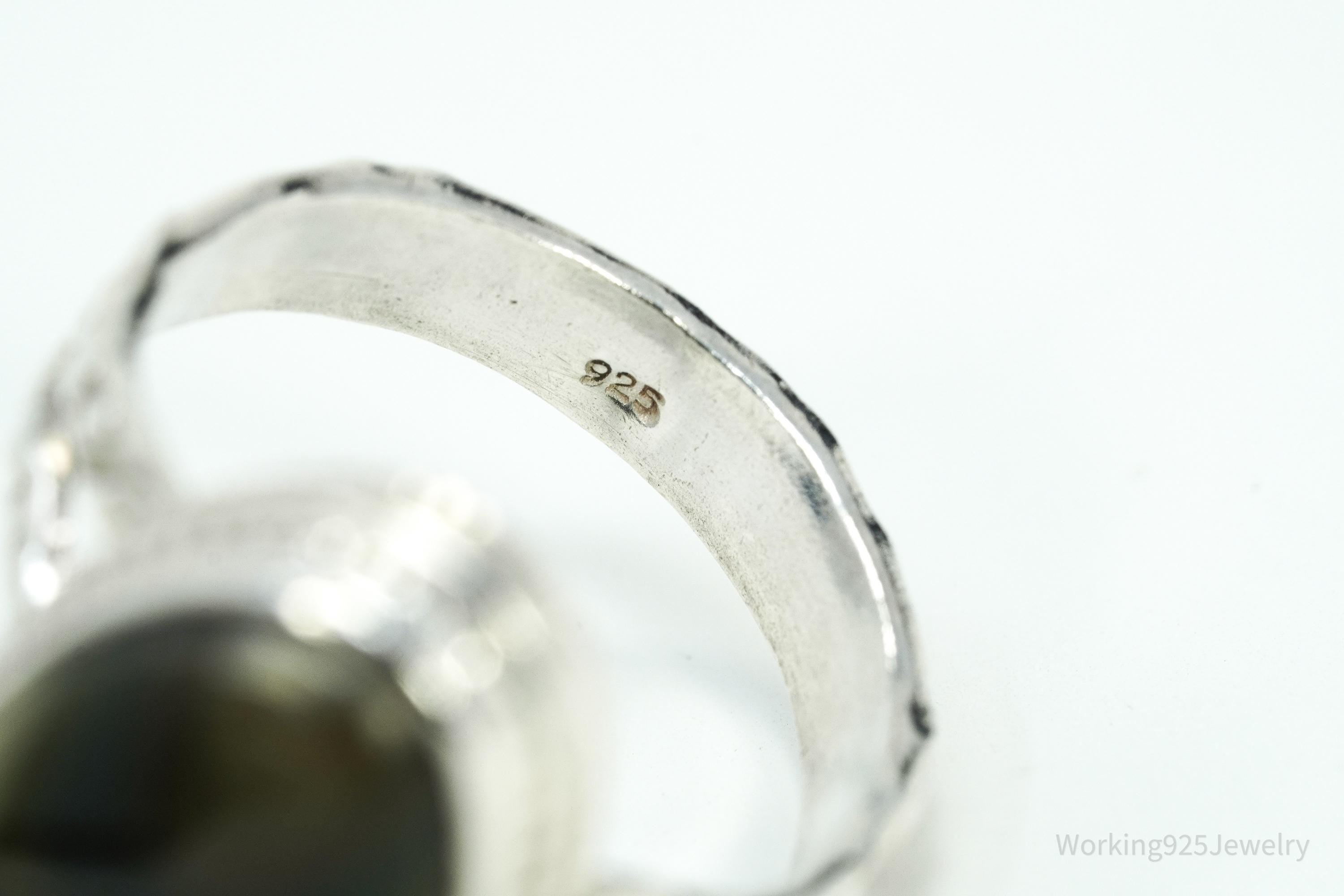 Vintage Green Imperial Jasper Sterling Silver Ring Size 9.5