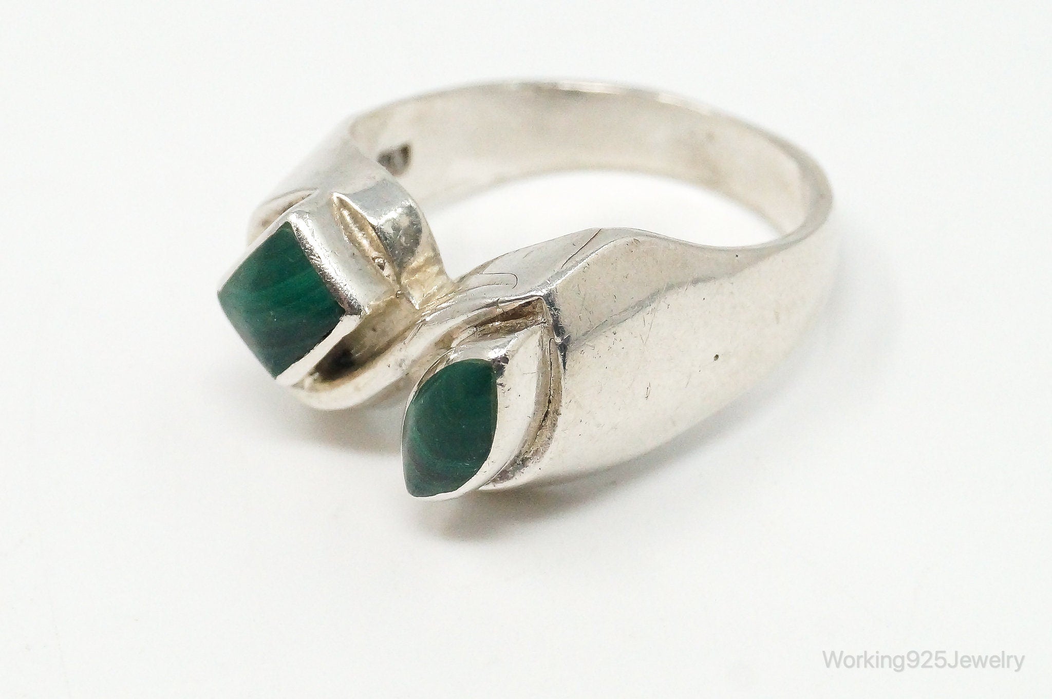 Vintage Southwest Malachite 950 Silver Ring - Size 9.25