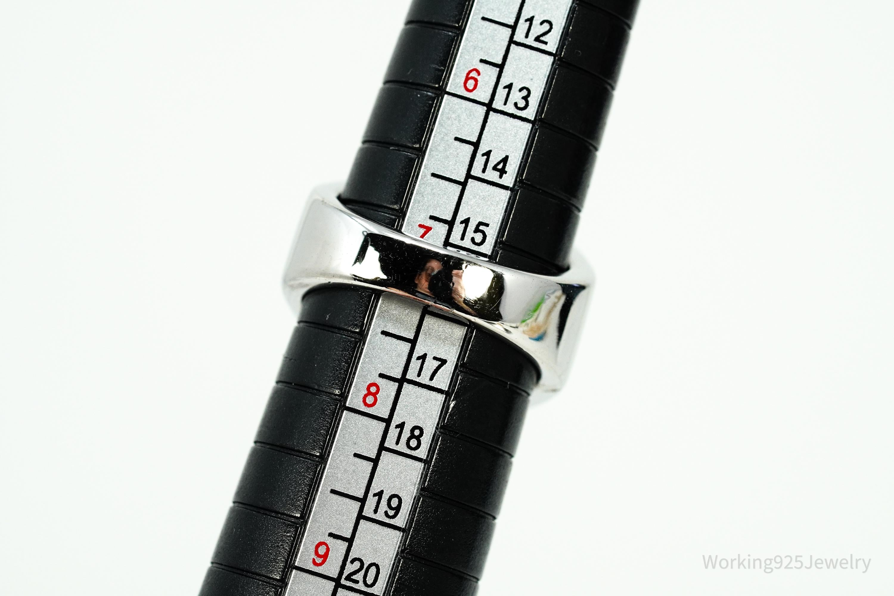 Vintage Large Cubic Zirconia Sterling Silver Ring - Size 7.25