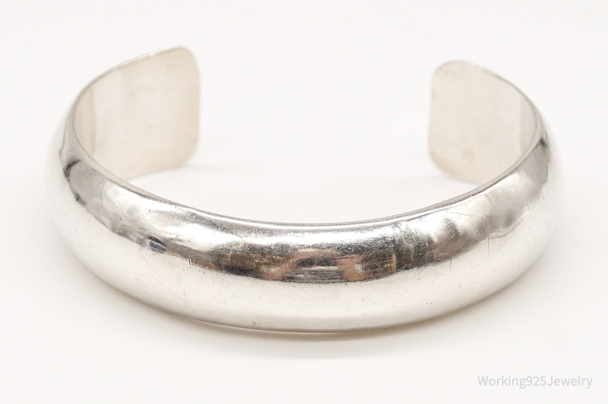 Vintage Native American KS Sterling Silver Wide Cuff Bracelet