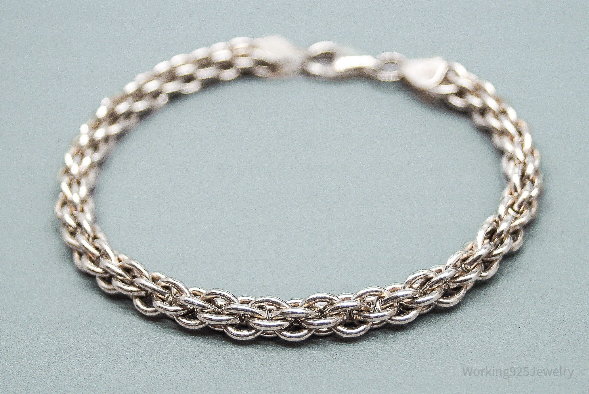 Vintage Italian Chainlink Sterling Silver Bracelet - 7 5/8"