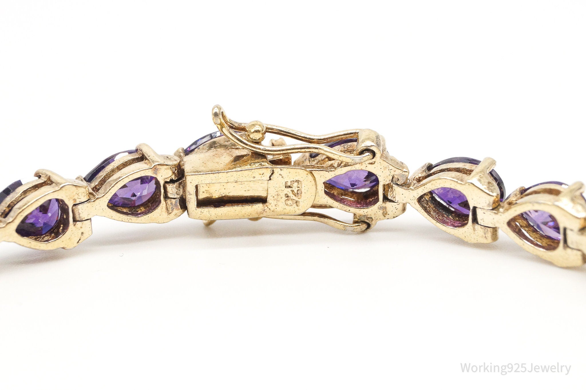 Vintage Purple Cubic Zirconia Gold Vermeil Sterling Silver Bracelet