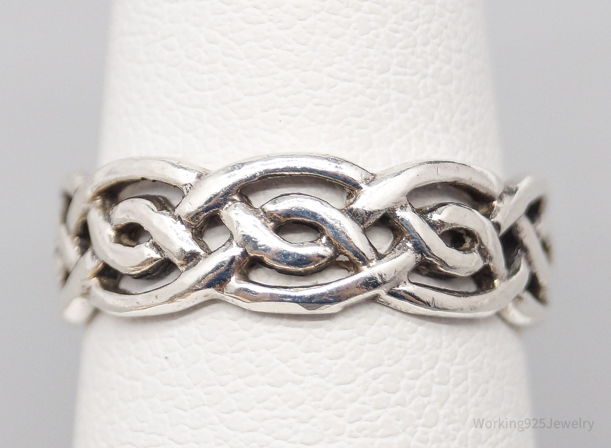 Vintage Celtic Knots Sterling Silver Band Ring - Size 6