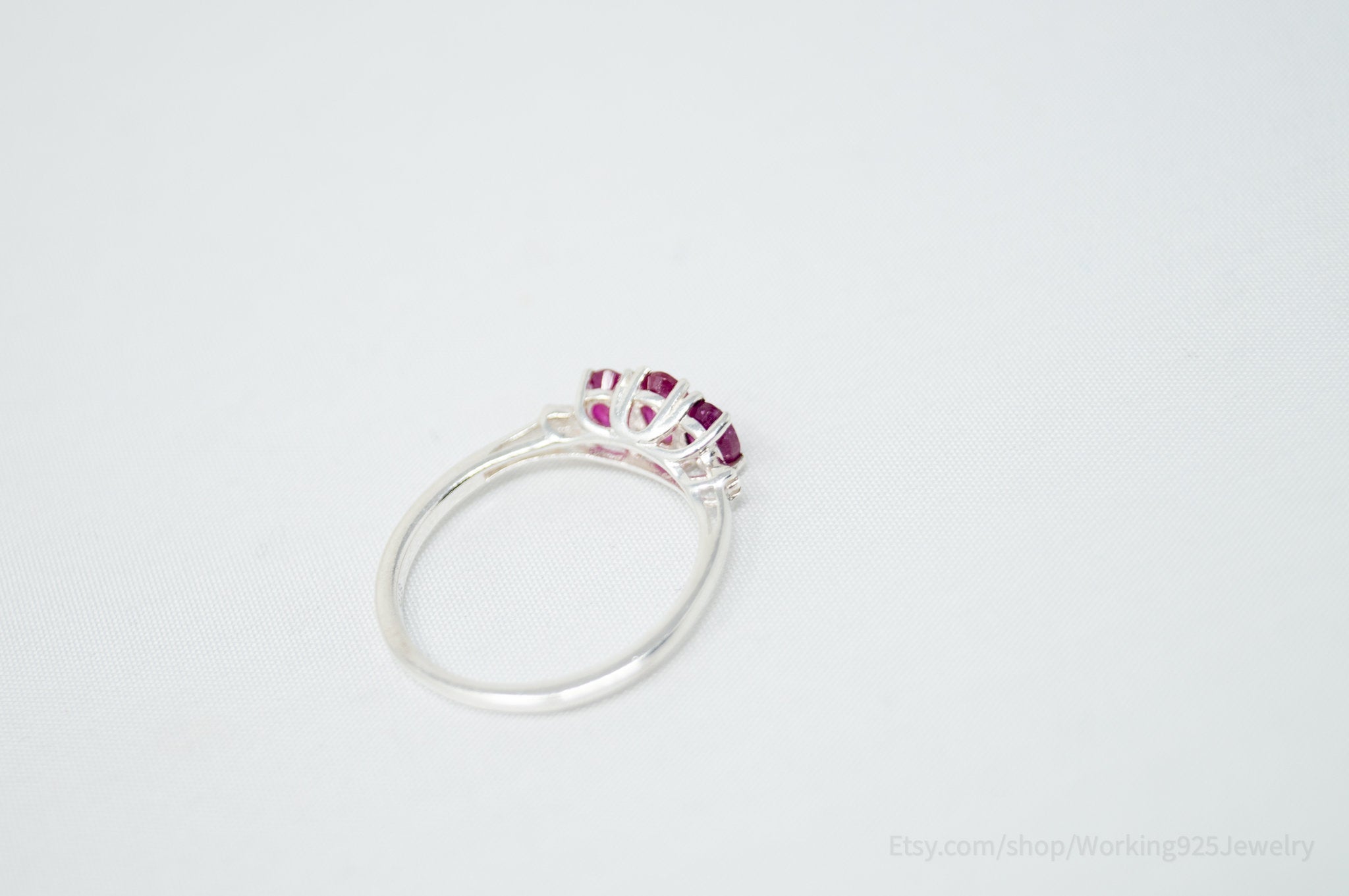 Vintage Art Deco Style Red Ruby Sterling Silver Statement Ring - Size 5