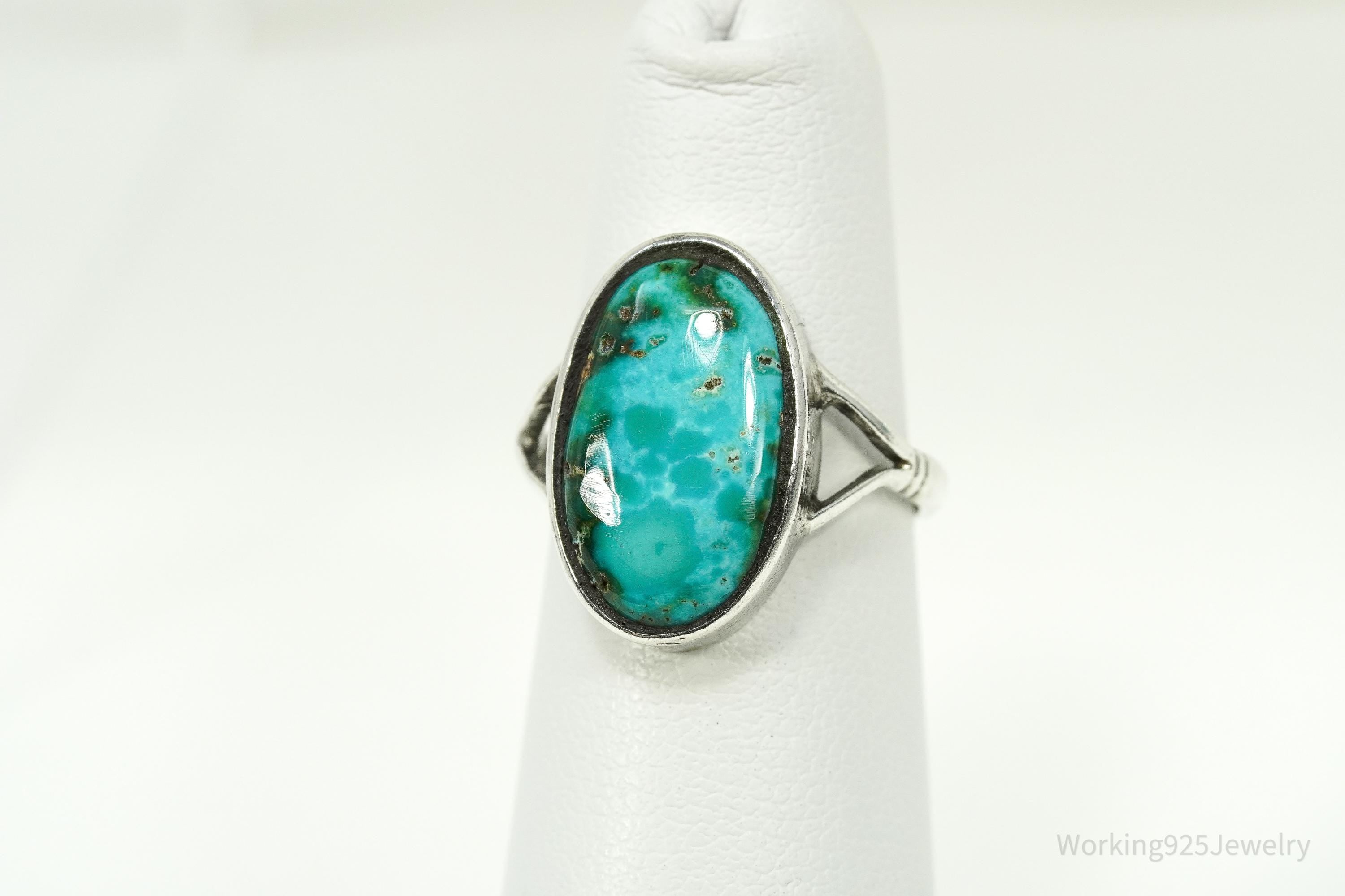 Vintage Native American Turquoise Sterling Silver Ring - Size 5.25